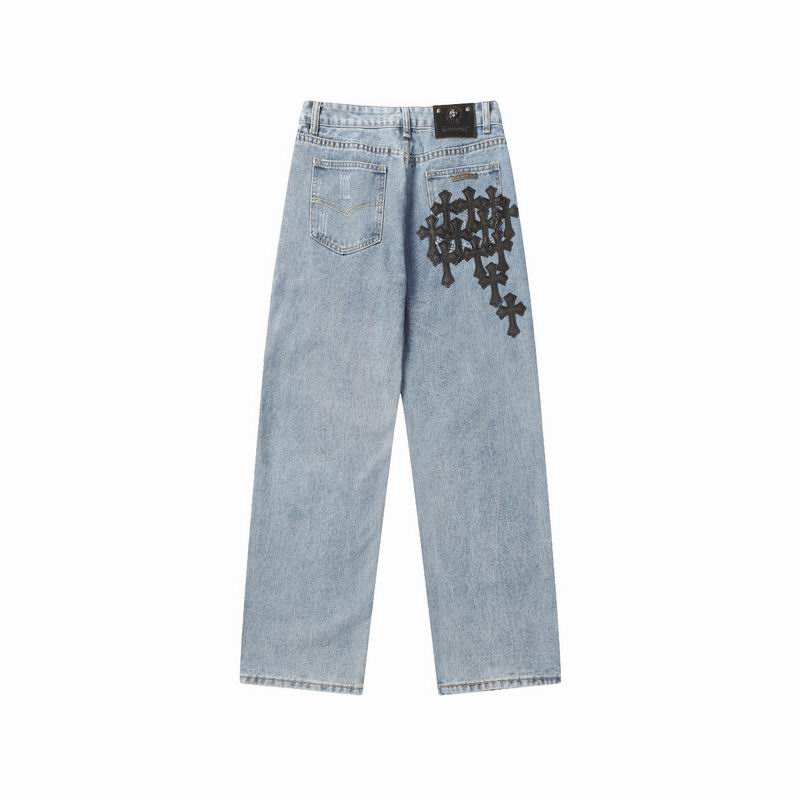 Black Cross Patch Light-Wash Denim Jeans