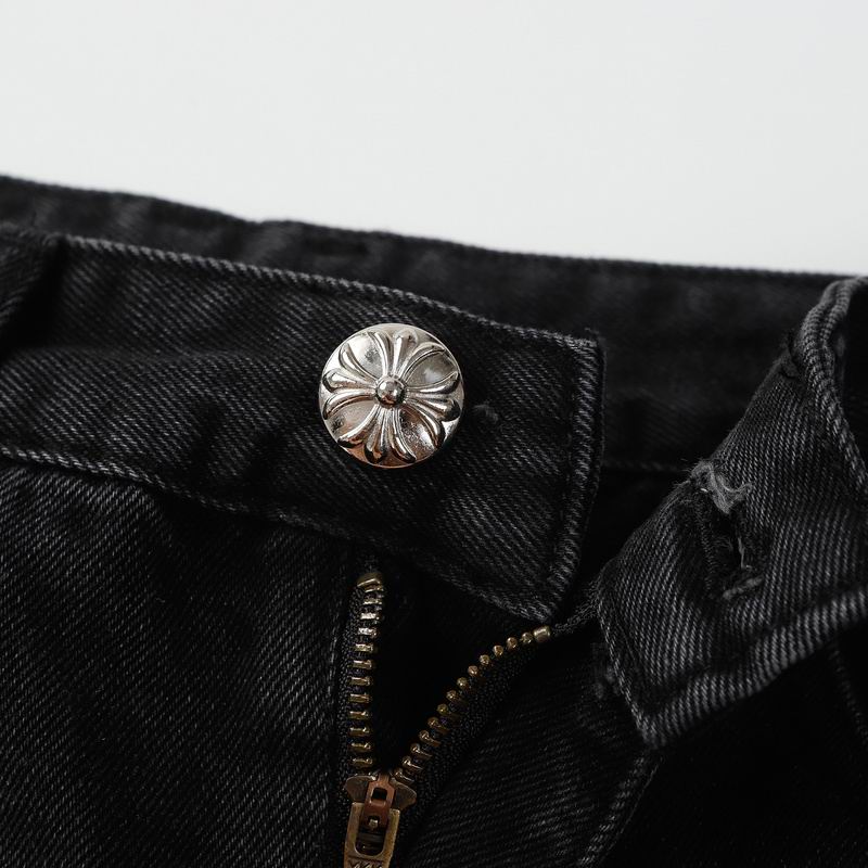 Red & White Cross Patch Black Denim Jeans
