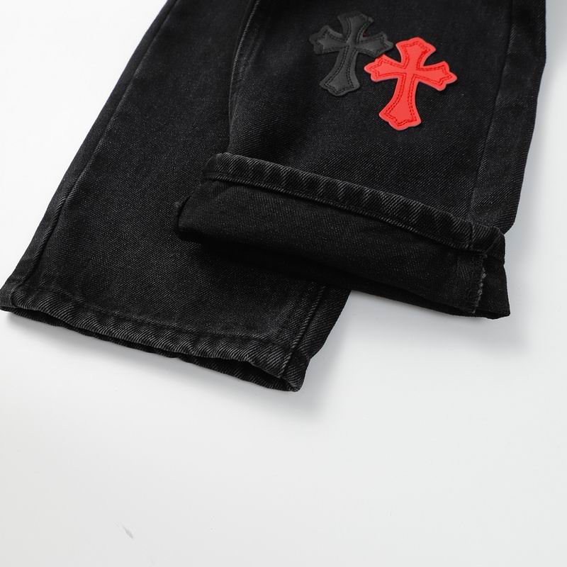 Red & White Cross Patch Black Denim Jeans