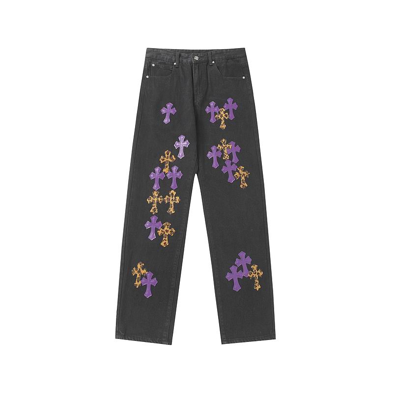 Multicolor Cross Patch Black Denim Jeans