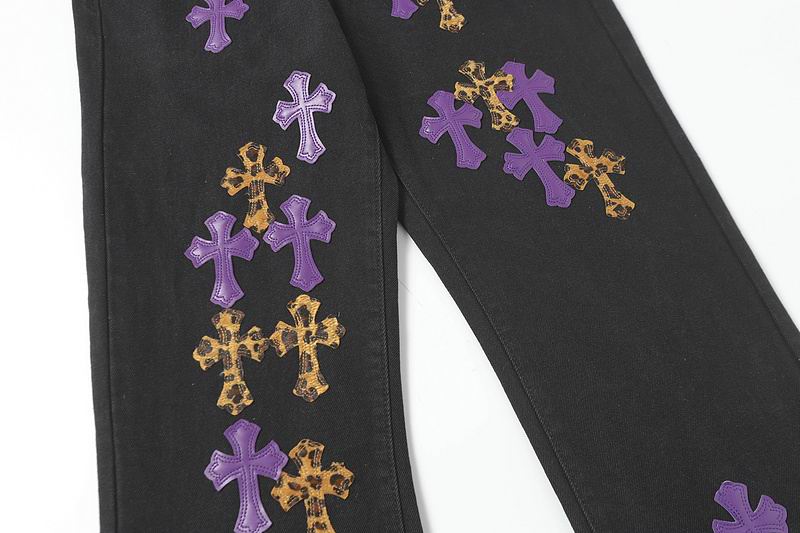 Multicolor Cross Patch Black Denim Jeans