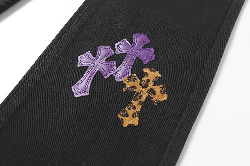 Multicolor Cross Patch Black Denim Jeans
