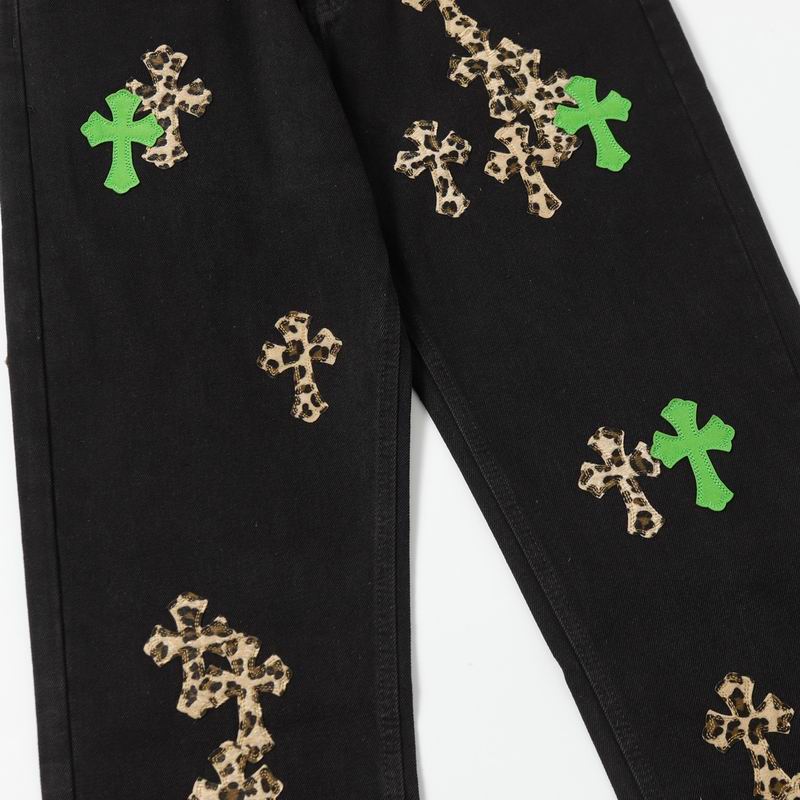 Green & Leopard Cross Patch Denim Jeans
