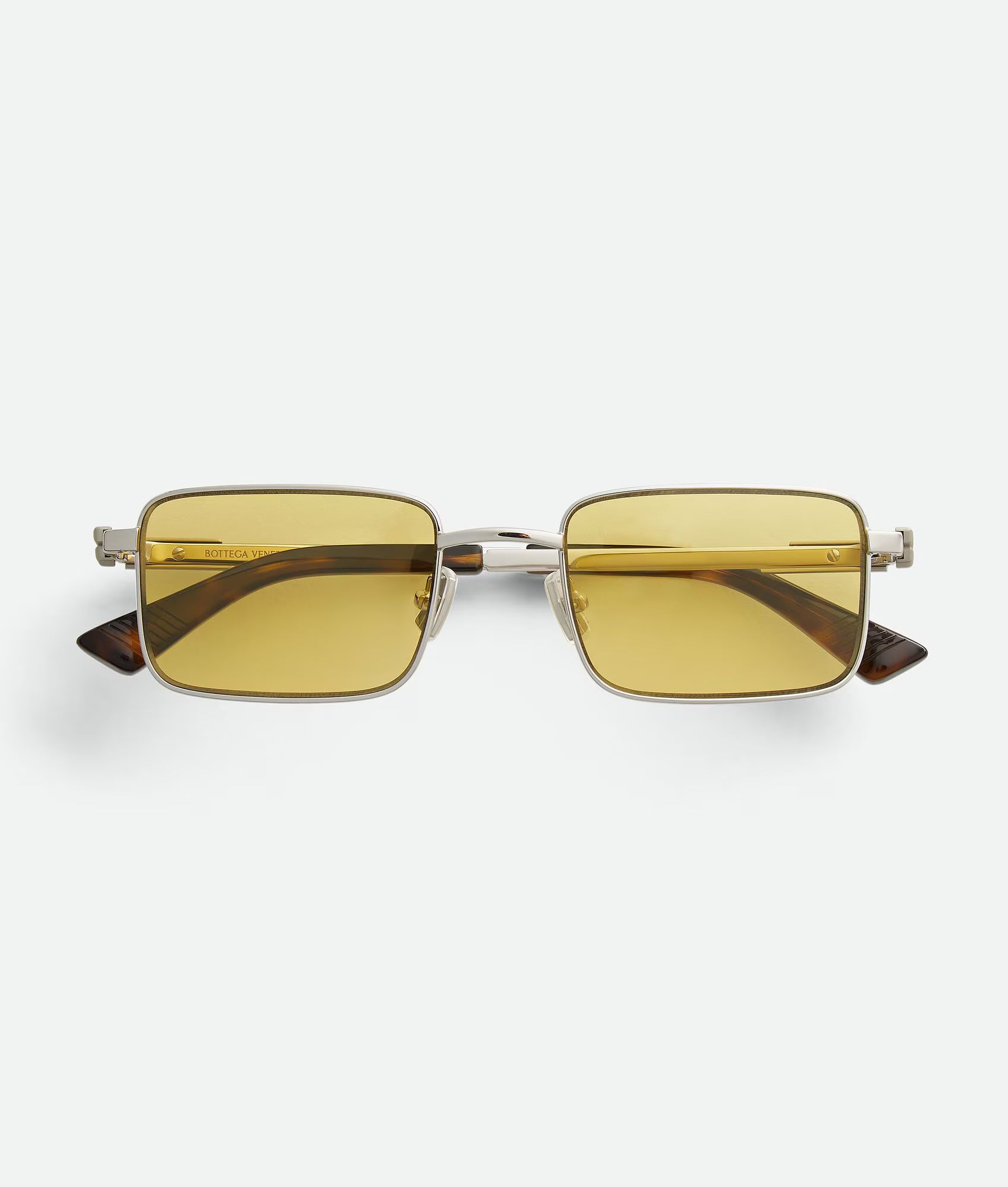 Classic Rectangular Sunglasses Silver Yellow 1