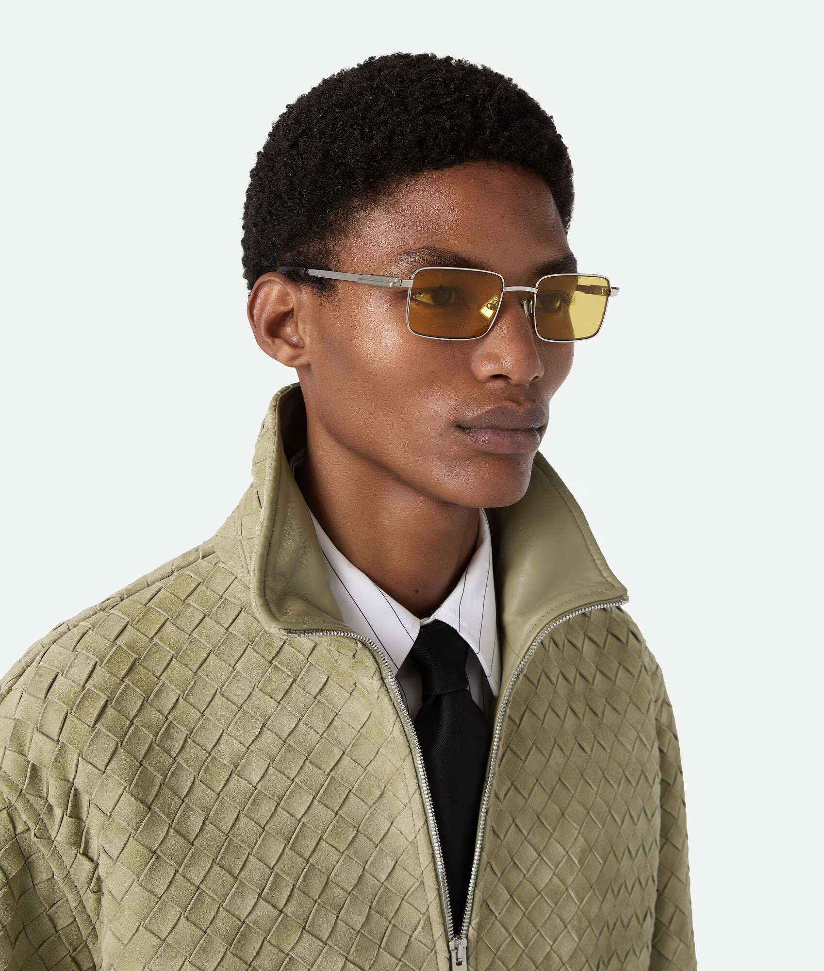 Classic Rectangular Sunglasses Silver Yellow 1