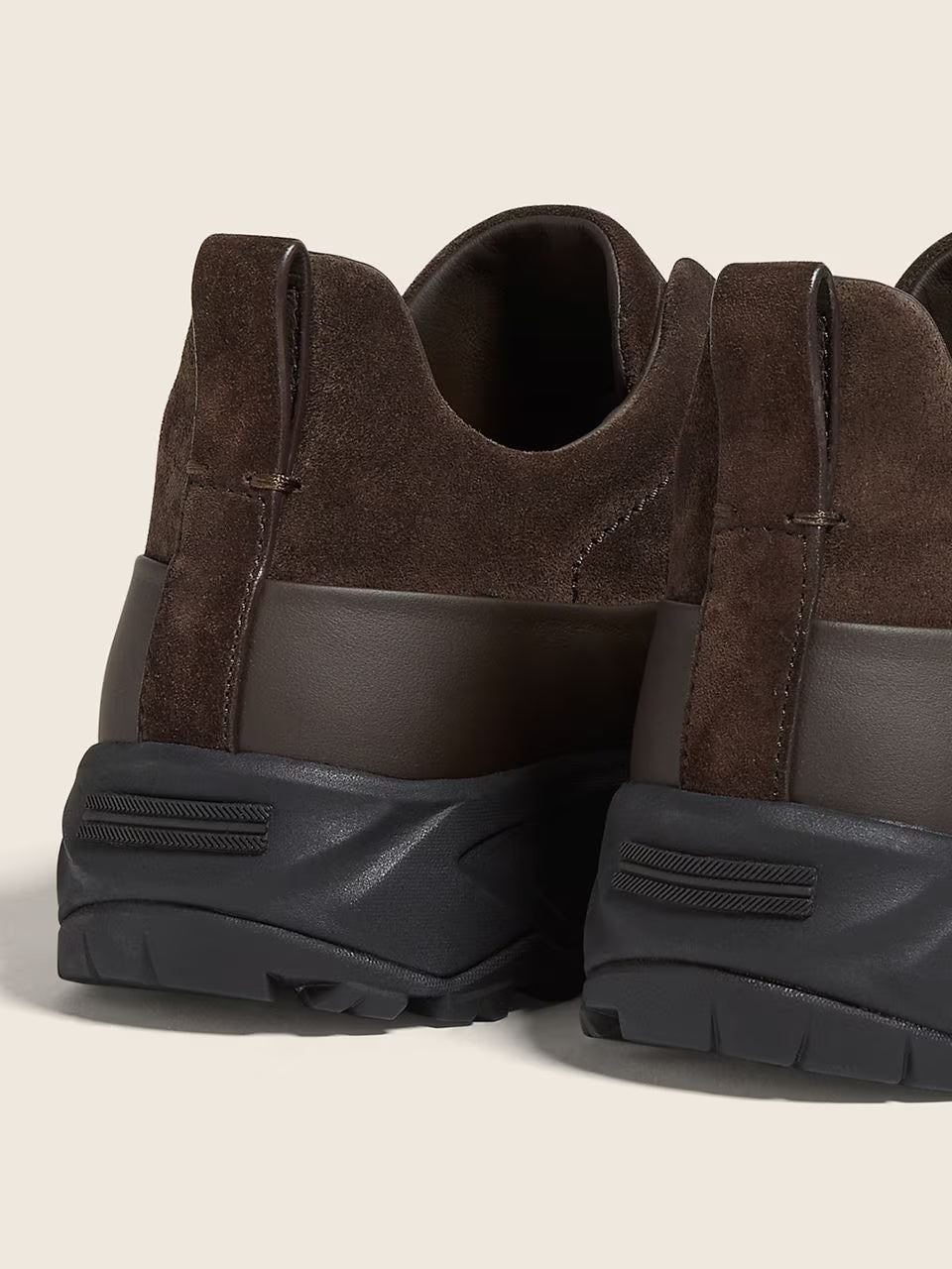 Zegna Dark Brown Leather and Suede Triple Stitch™ Monte Sneakers