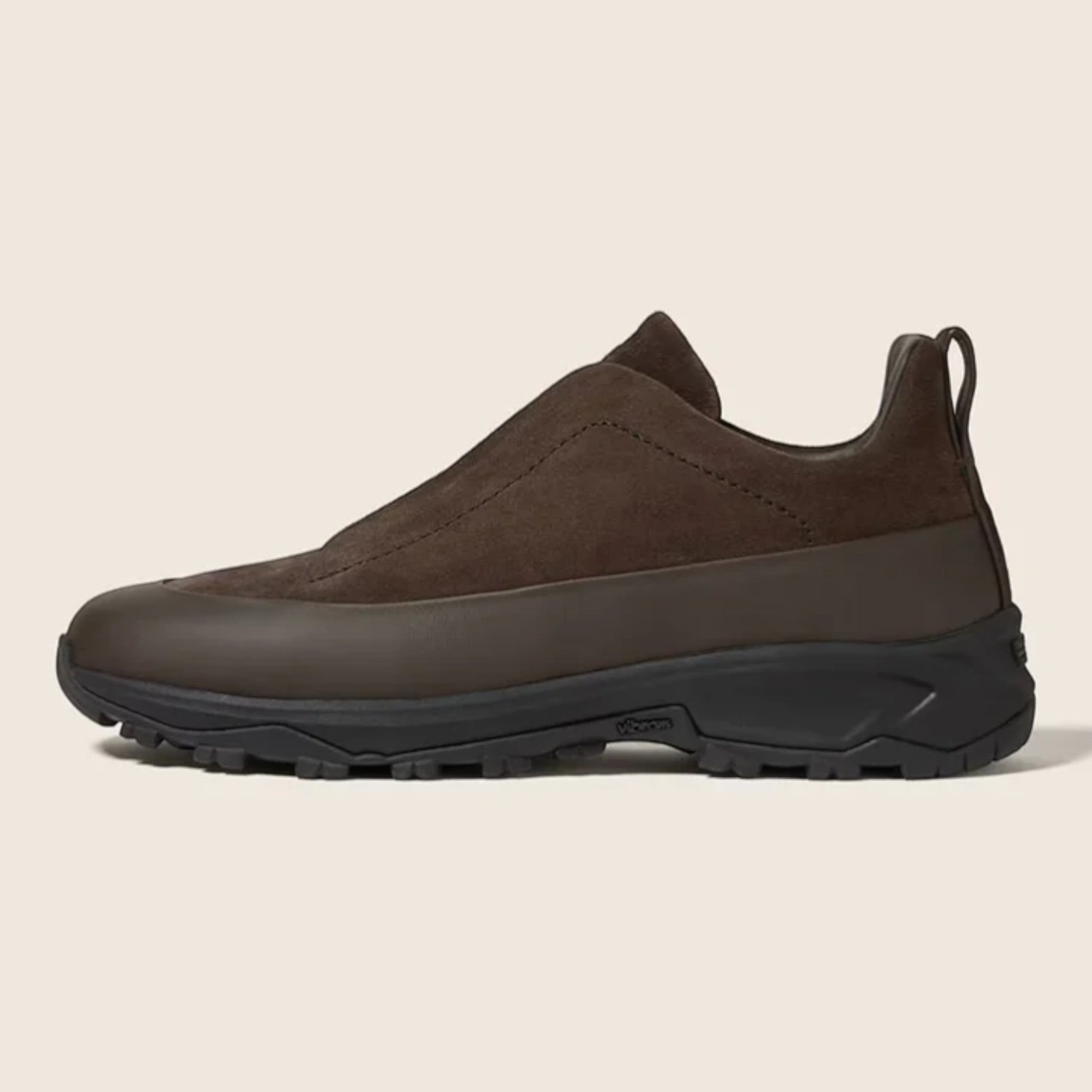 Zegna Dark Brown Leather and Suede Triple Stitch™ Monte Sneakers