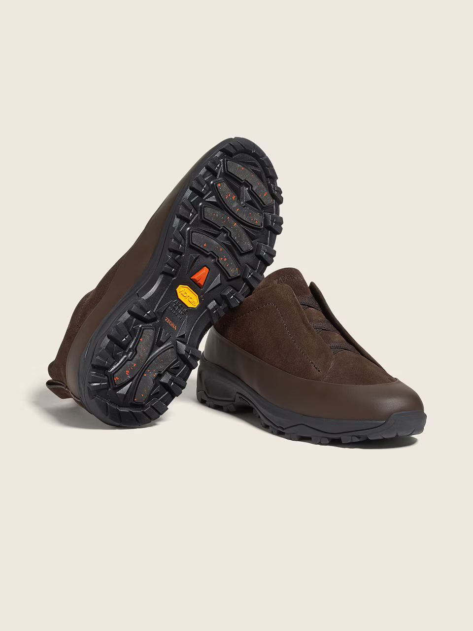 Zegna Dark Brown Leather and Suede Triple Stitch™ Monte Sneakers