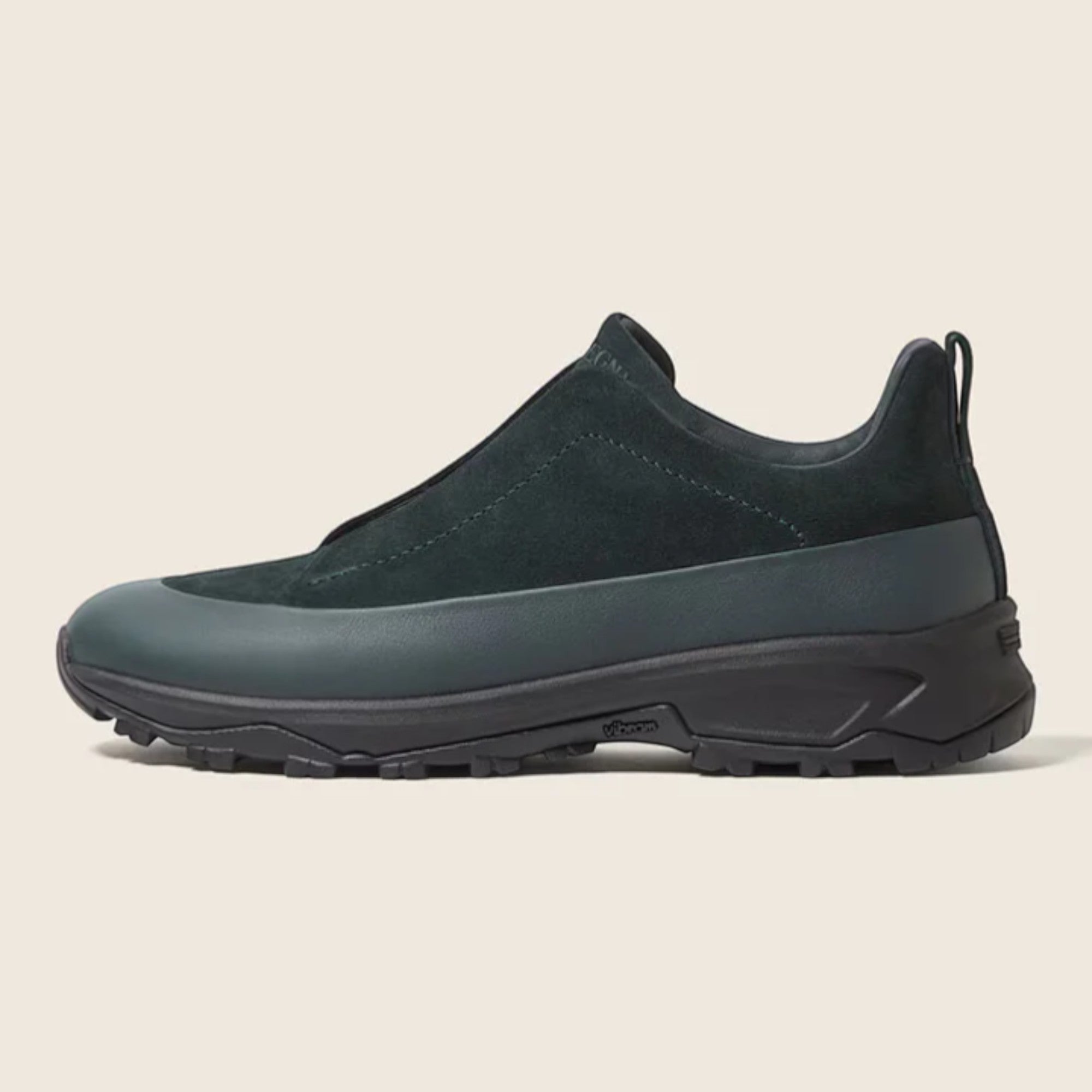 Zegna Dark Green Leather and Suede Triple Stitch™ Monte Sneakers