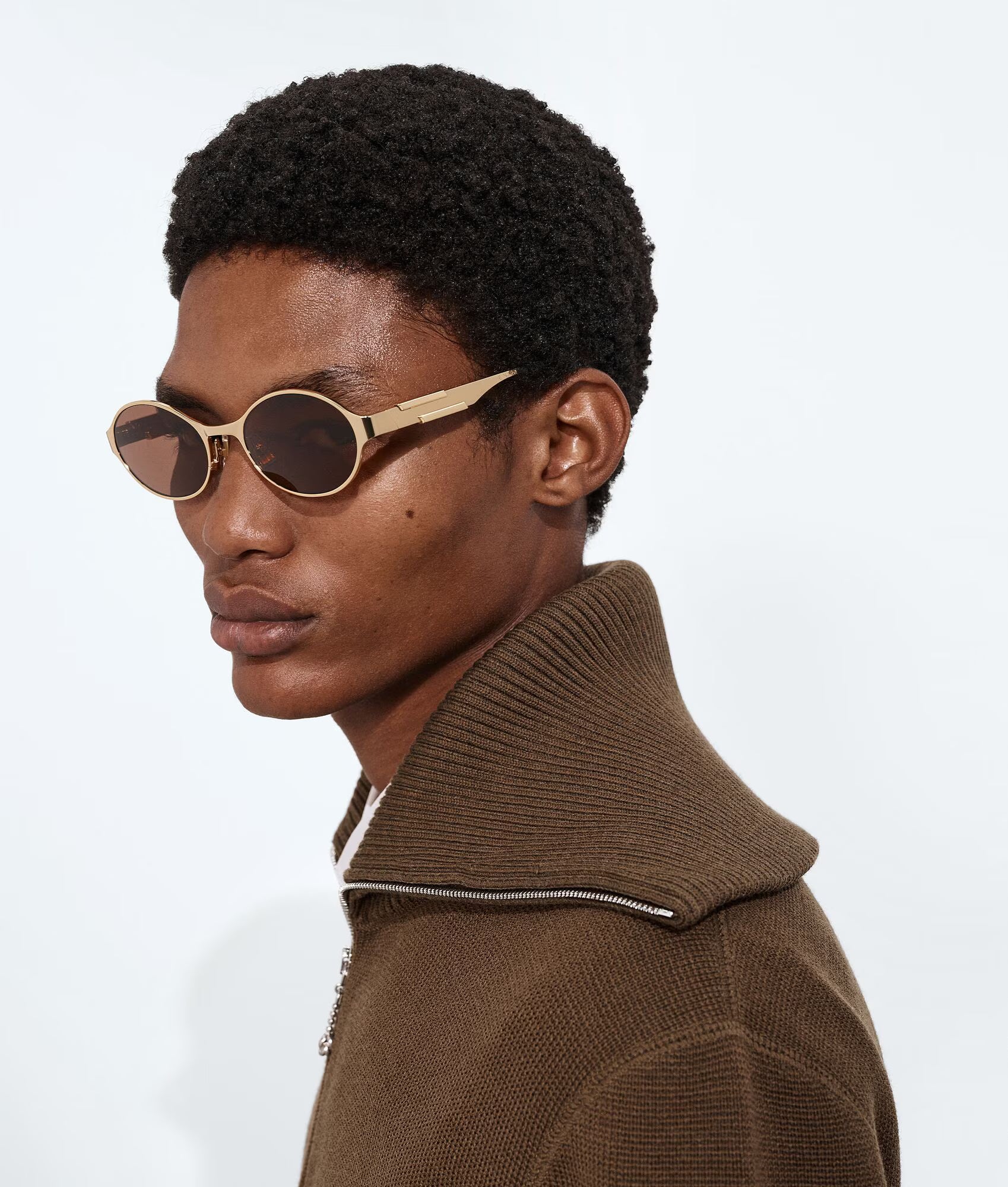 Dash Oval Sunglasses Gold Brown