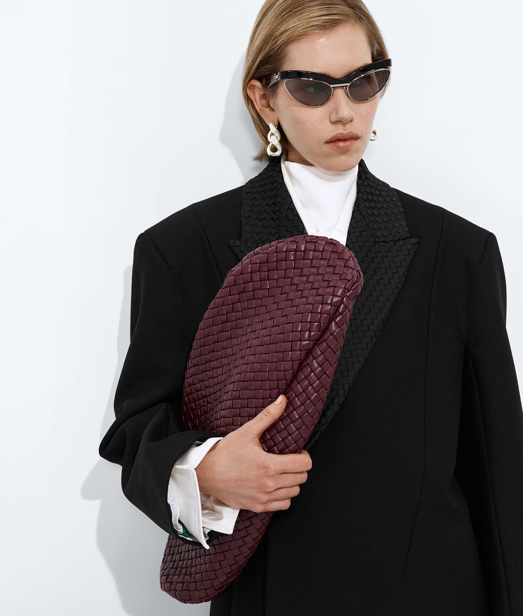 Duo Angle Cat Eye Sunglasses Black Grey