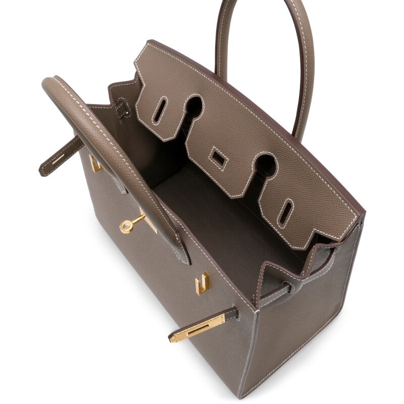 Etoupe Epsom Leather Gold Hardware
