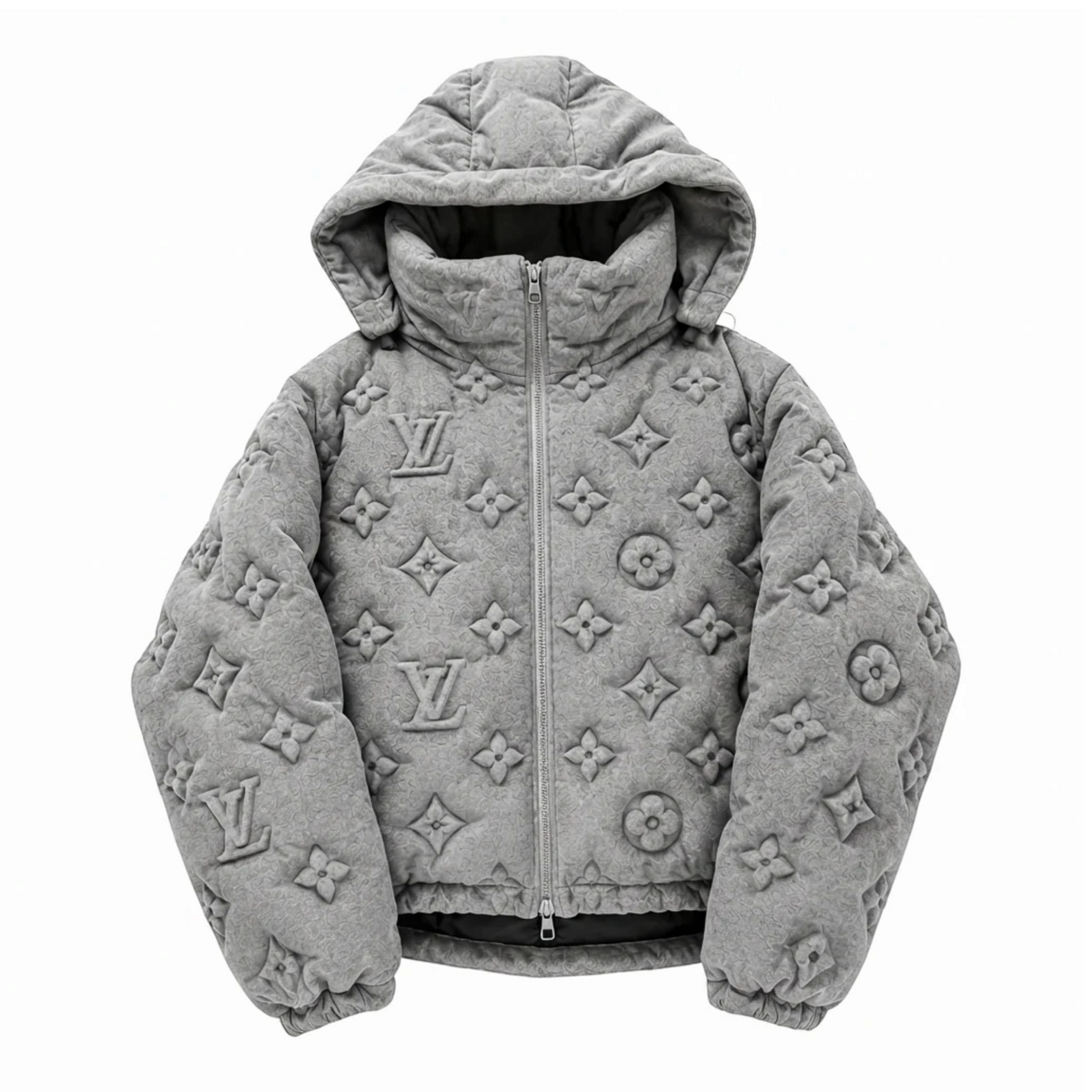 Monogram Boyhood Hooded Puffer Grey