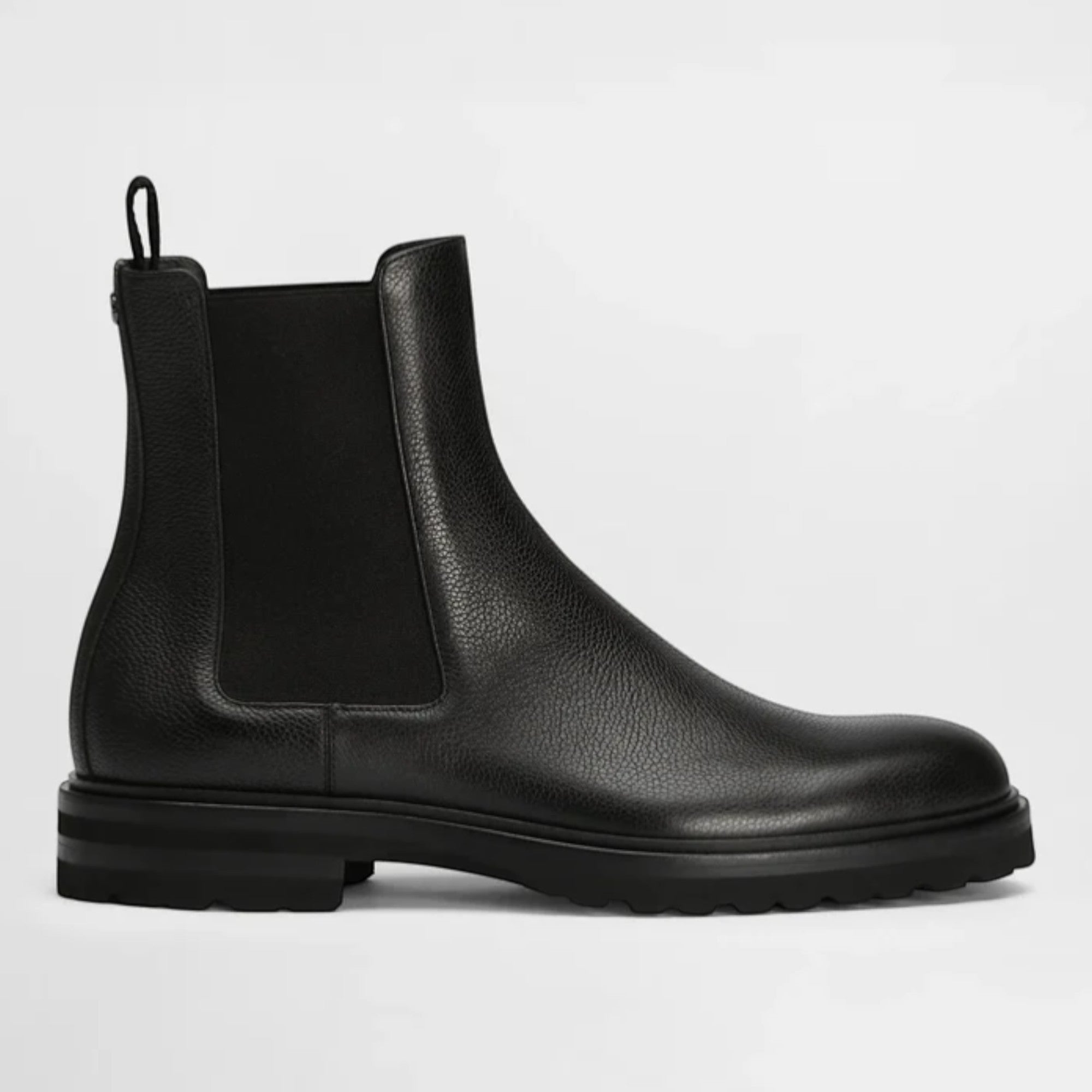 Grainy Calfskin Ankle Boots in Black