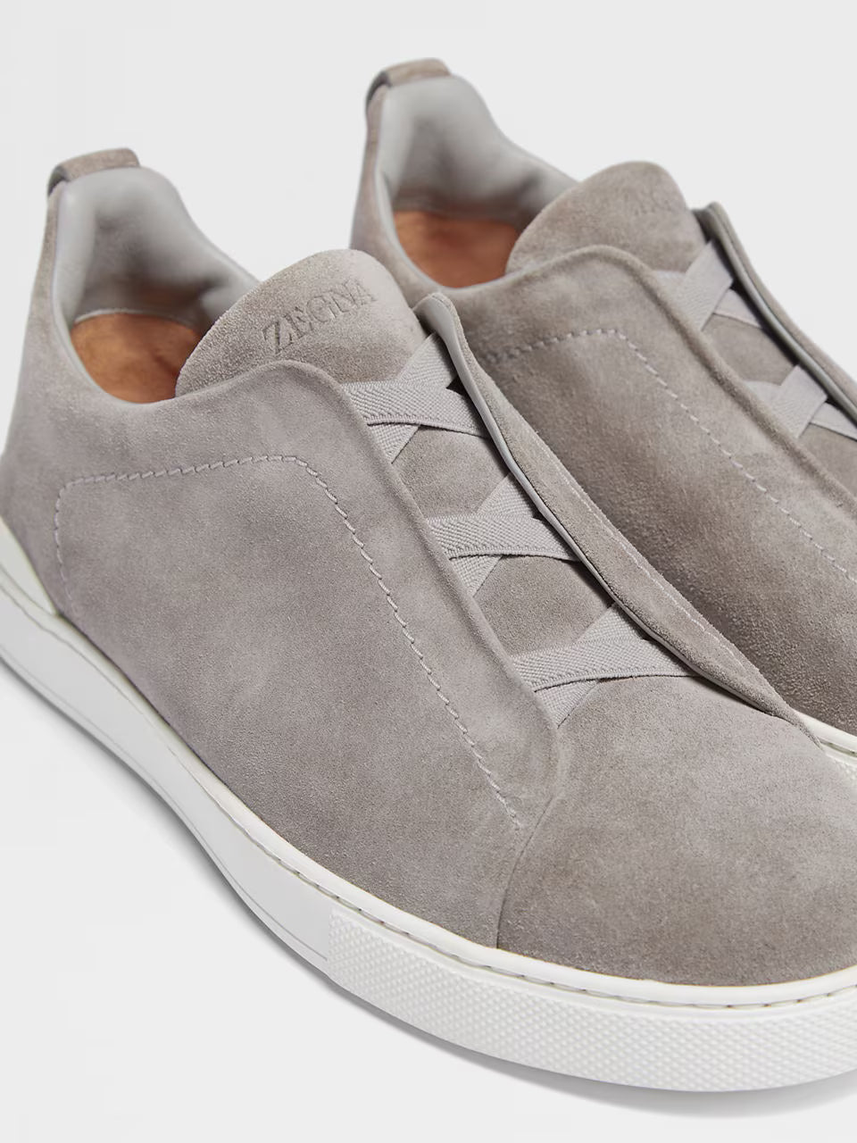 Zegna Grey Mélange Suede Triple Stitch™ Sneakers