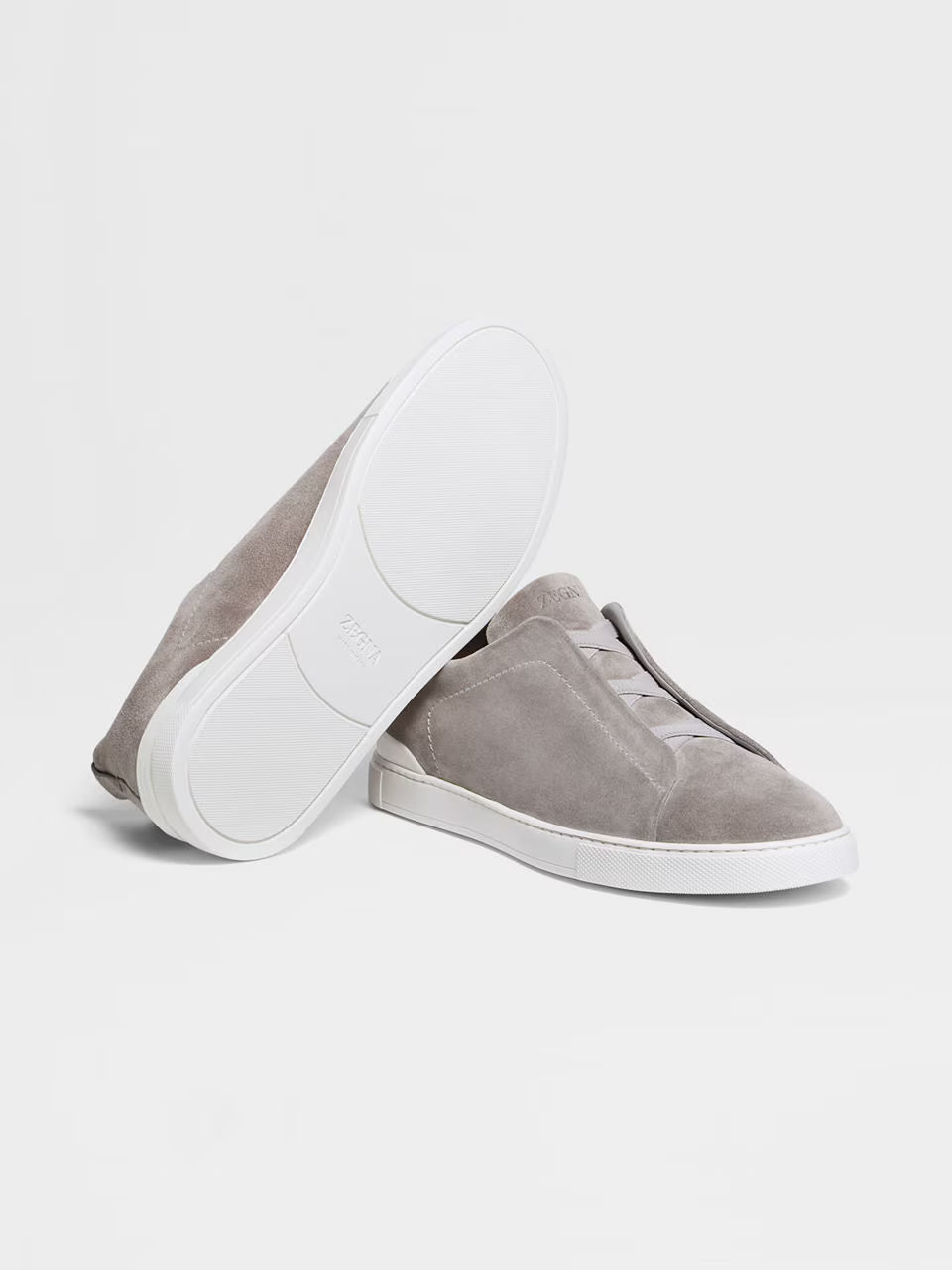 Zegna Grey Mélange Suede Triple Stitch™ Sneakers