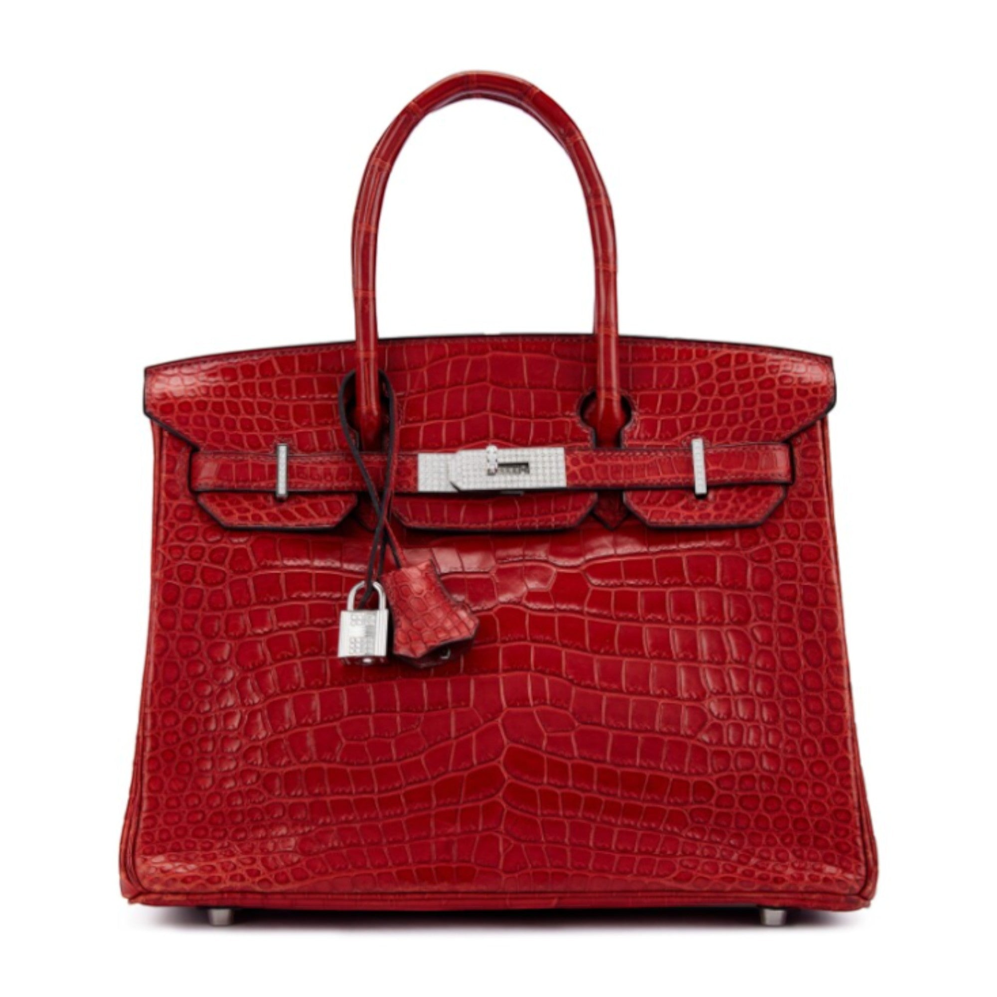 Rouge H Matte Porosus Crocodile White Gold Diamond Hardware