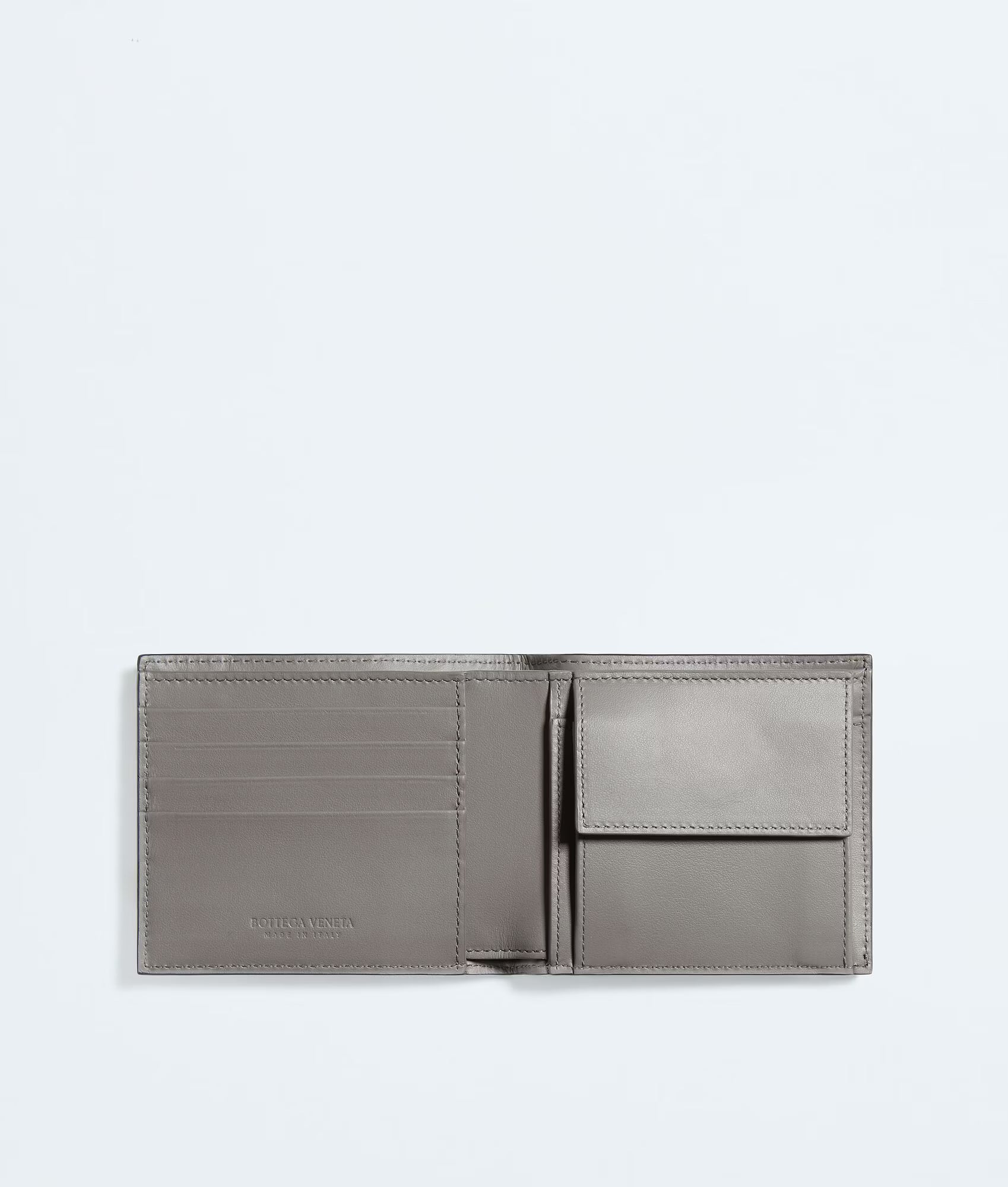 Bottega Veneta Intrecciato Bi-Fold Wallet in Midnight with Basalt Interior
