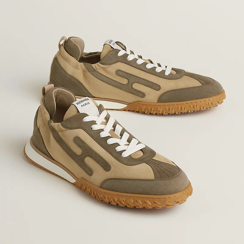 Hermès Jet Sneaker Beige Lin Vert Toundra