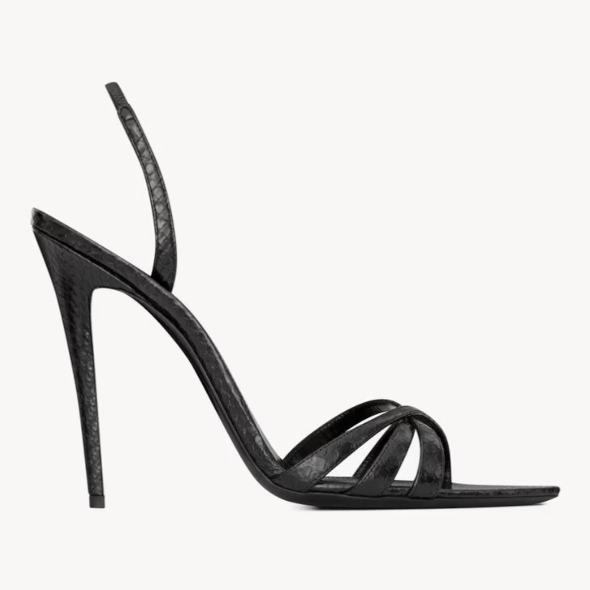 Kate Slingback Sandals Black Python-Embossed