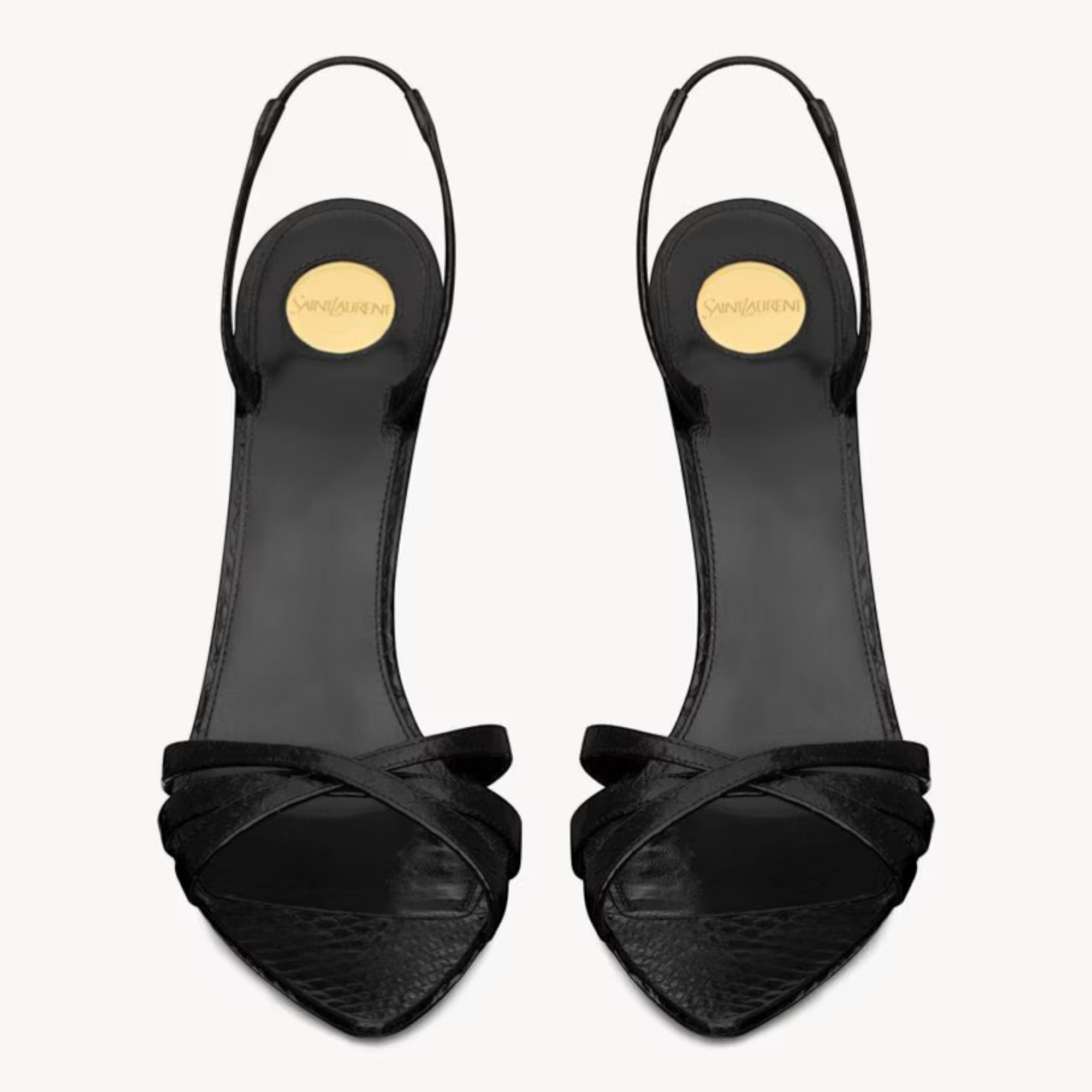 Kate Slingback Sandals Black Python-Embossed