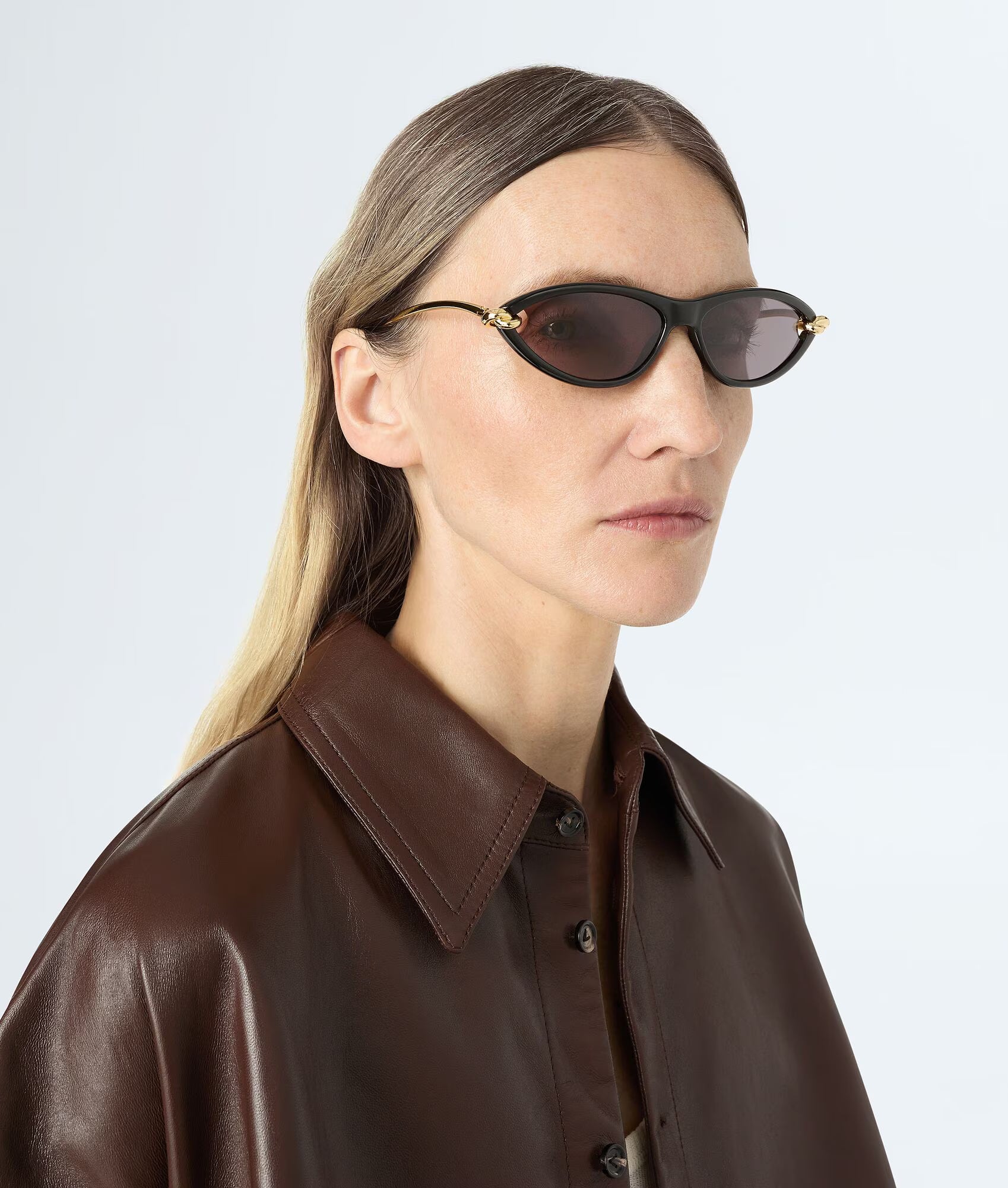 Knot Cat Eye Sunglasses Black Gold Grey