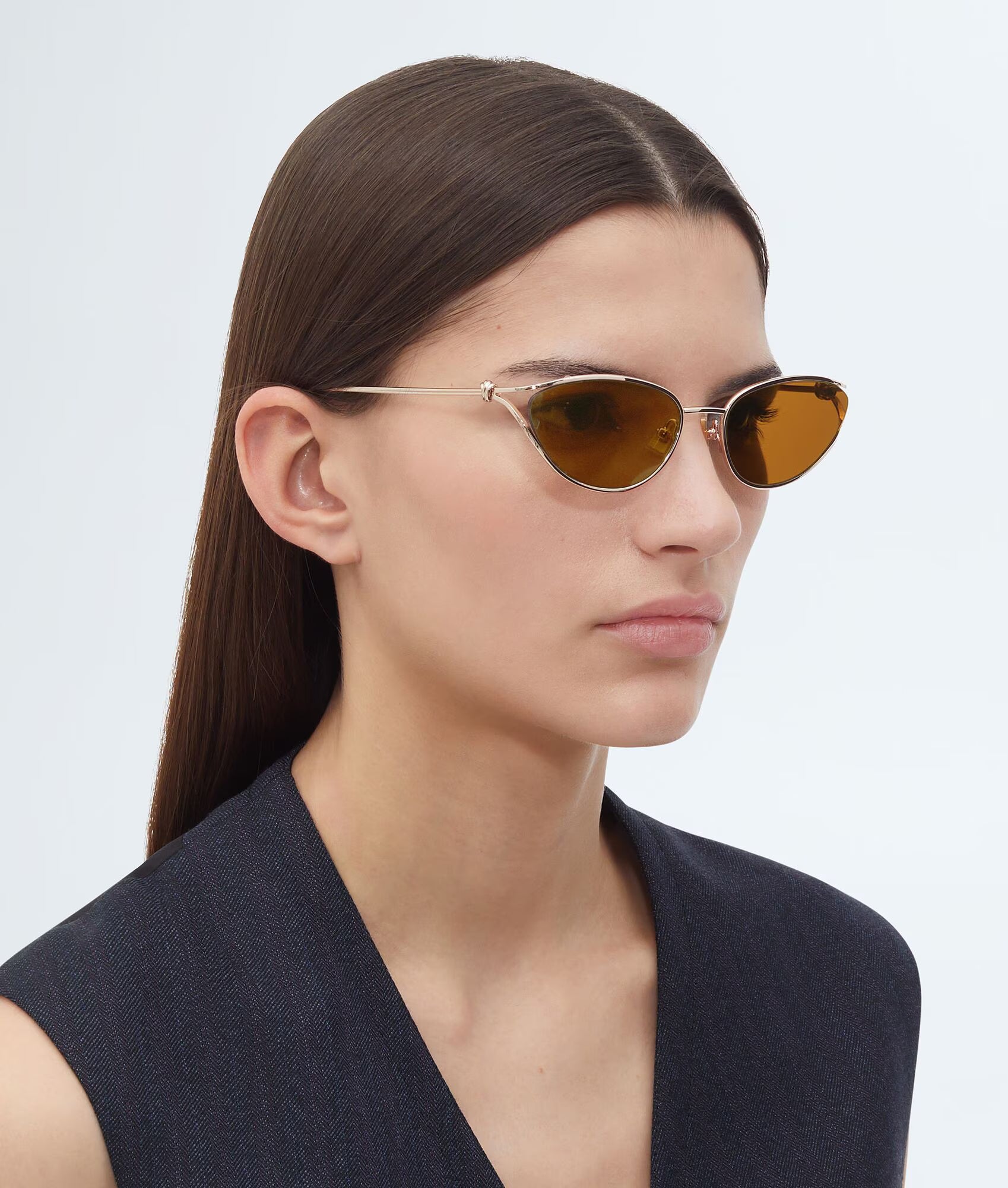 Knot Cat Eye Sunglasses Gold Brown