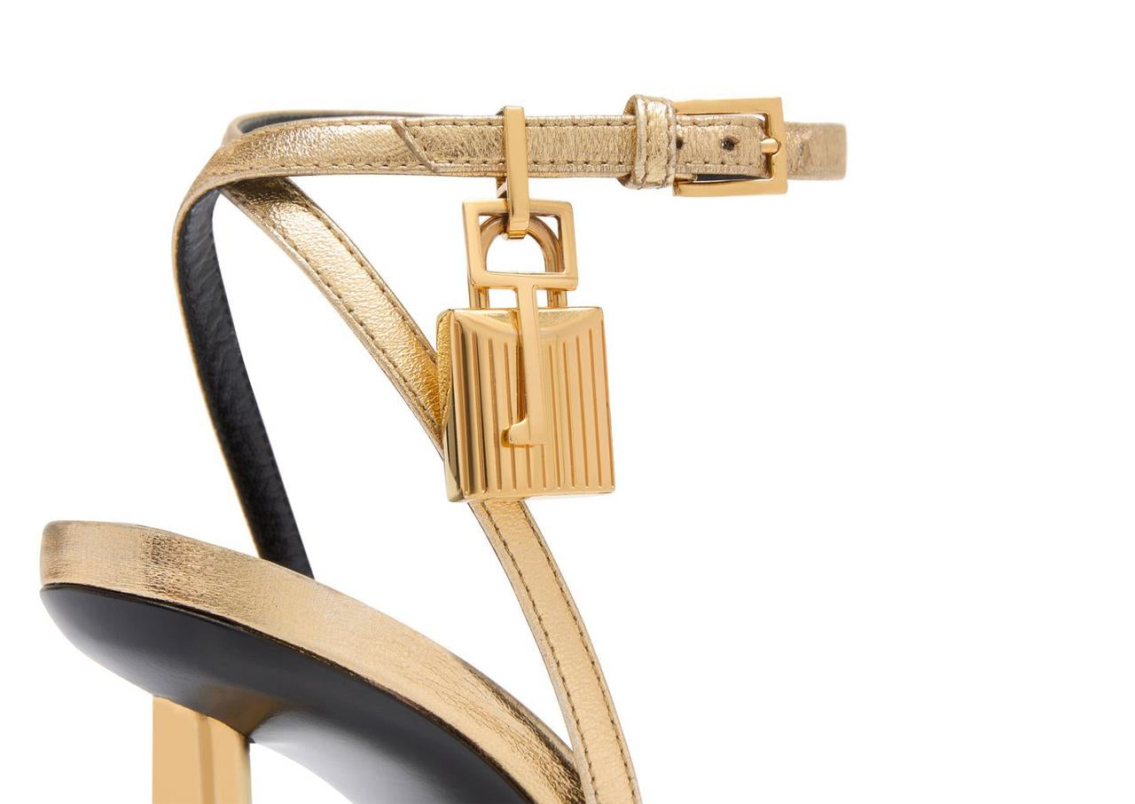 Padlock Pointy Naked Sandal Gold