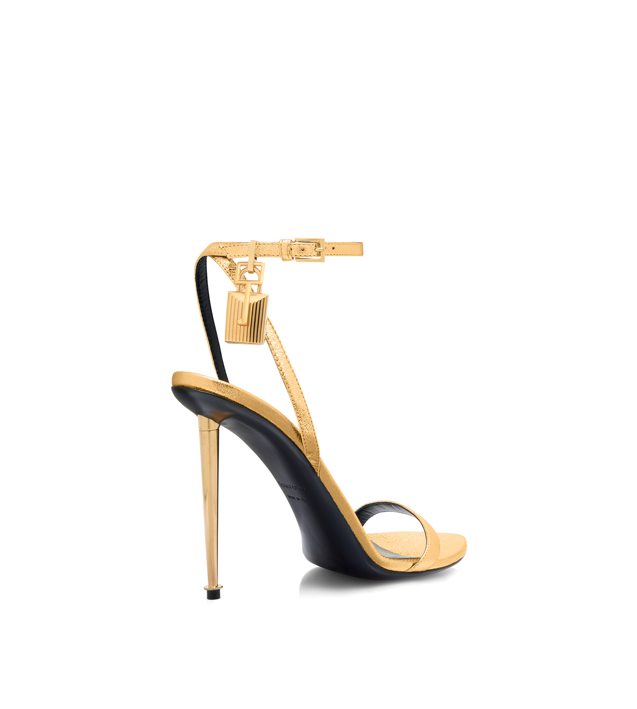 Padlock Pointy Naked Sandal Gold