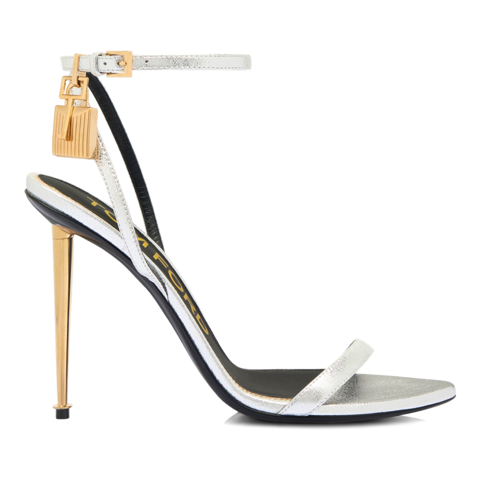 Padlock Pointy Naked Sandal Silver