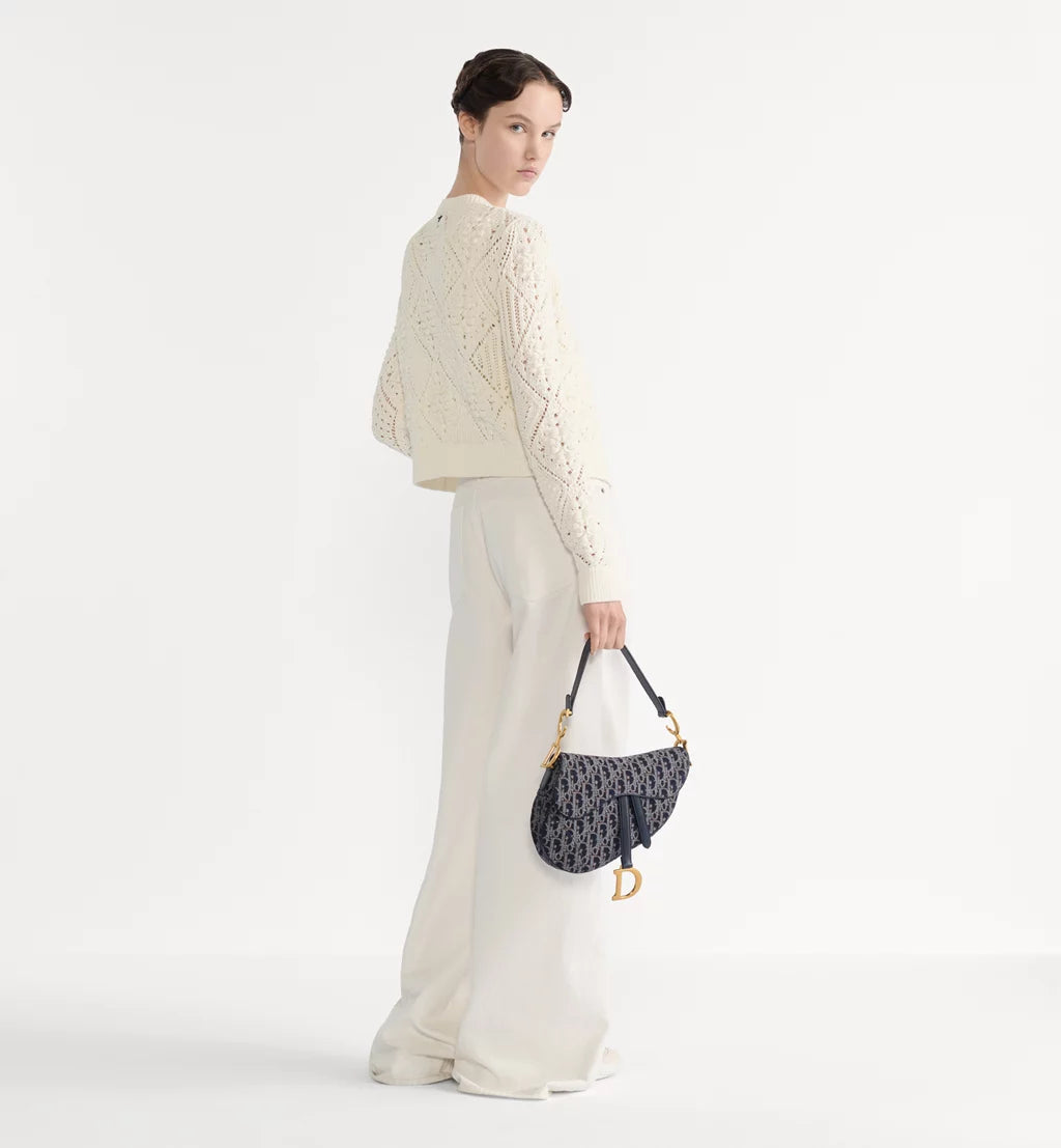 Dior Saddle Bag with Strap in Blue and Tobacco Oblique Denim