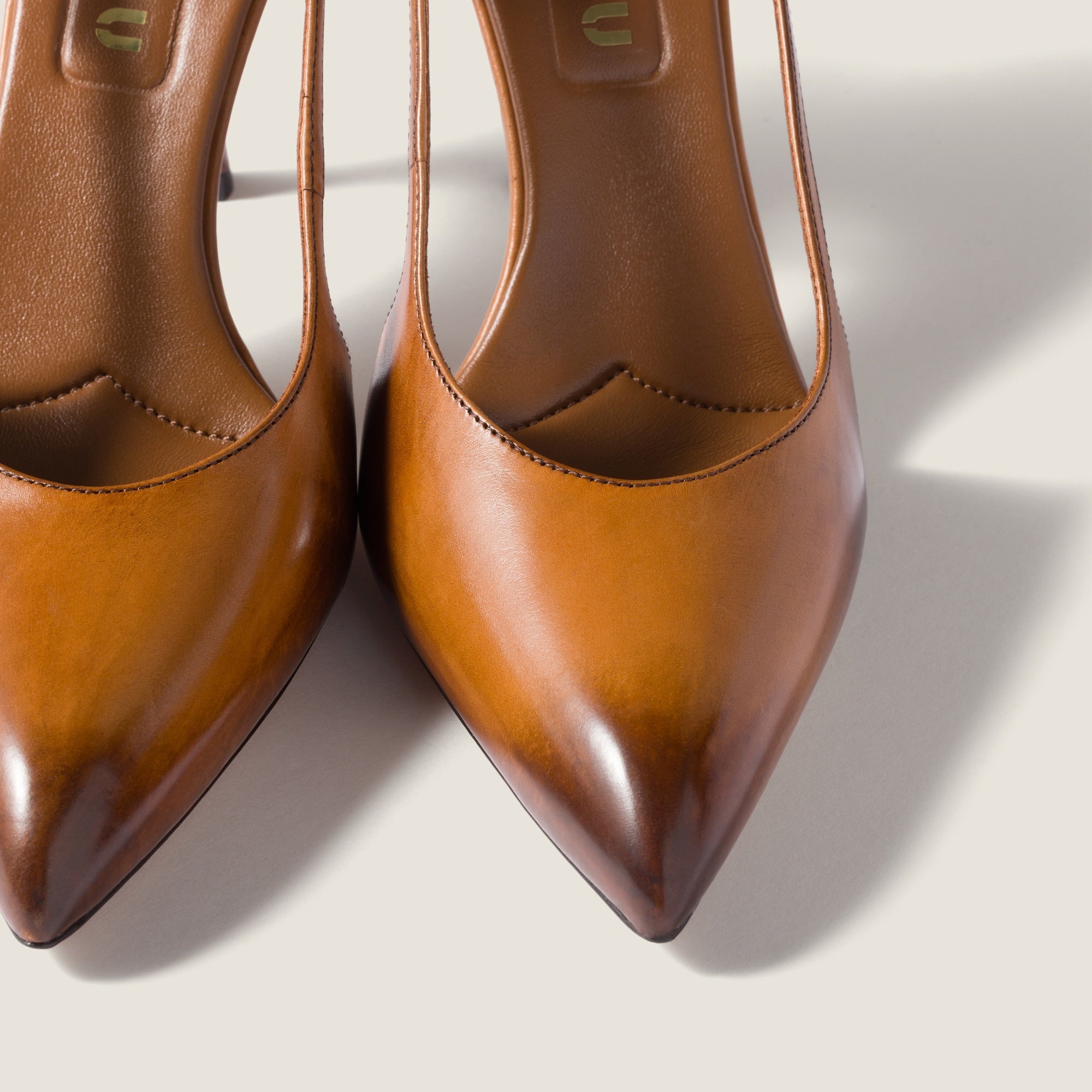 Leather Slingback Pumps 85 mm Cognac