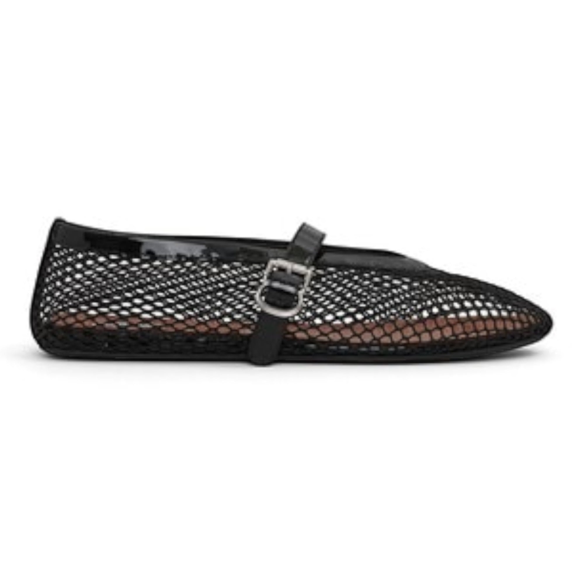 Fishnet Patent Leather Mary Jane Ballerinas