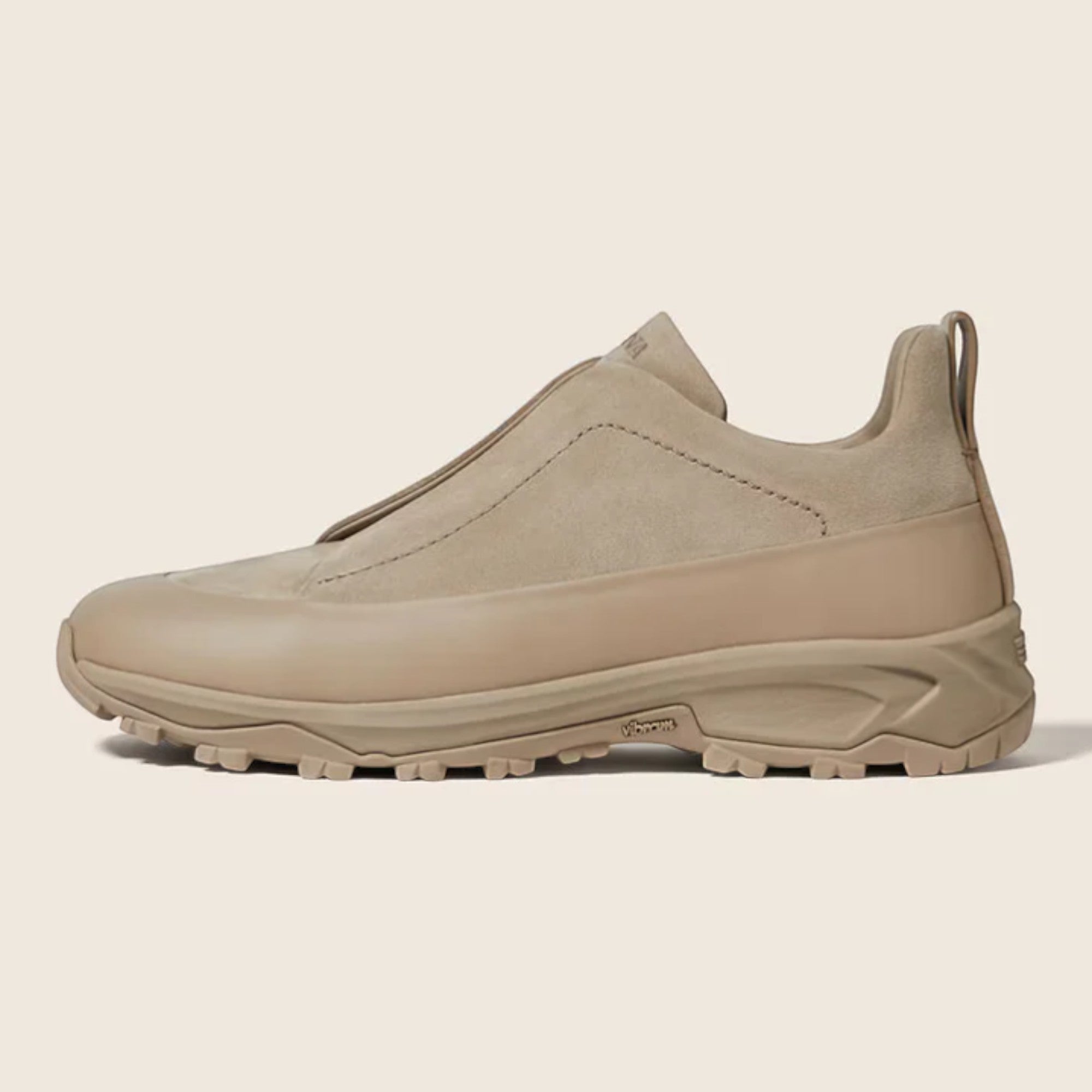 Zegna Light Taupe Leather and Suede Triple Stitch™ Monte Sneakers