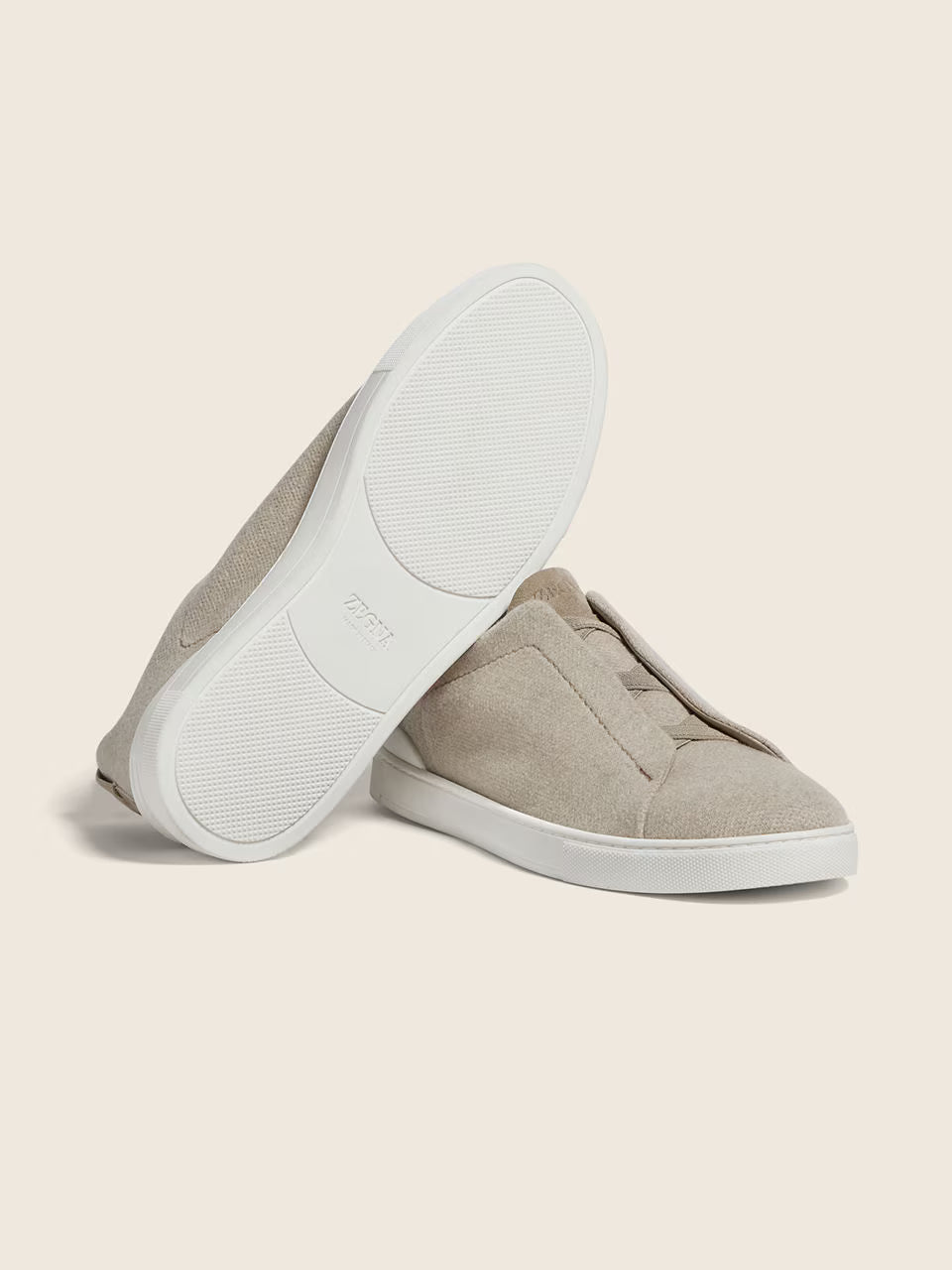 Zegna Light Taupe Triple Stitch™ Oasi Cashmere Sneakers