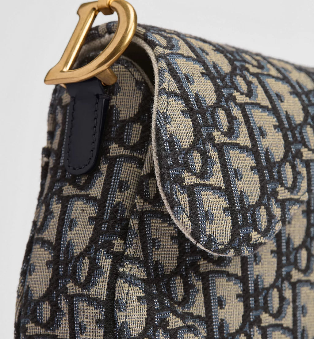 Dior Small Saddle Bag with Strap in Blue Dior Oblique Jacquard
