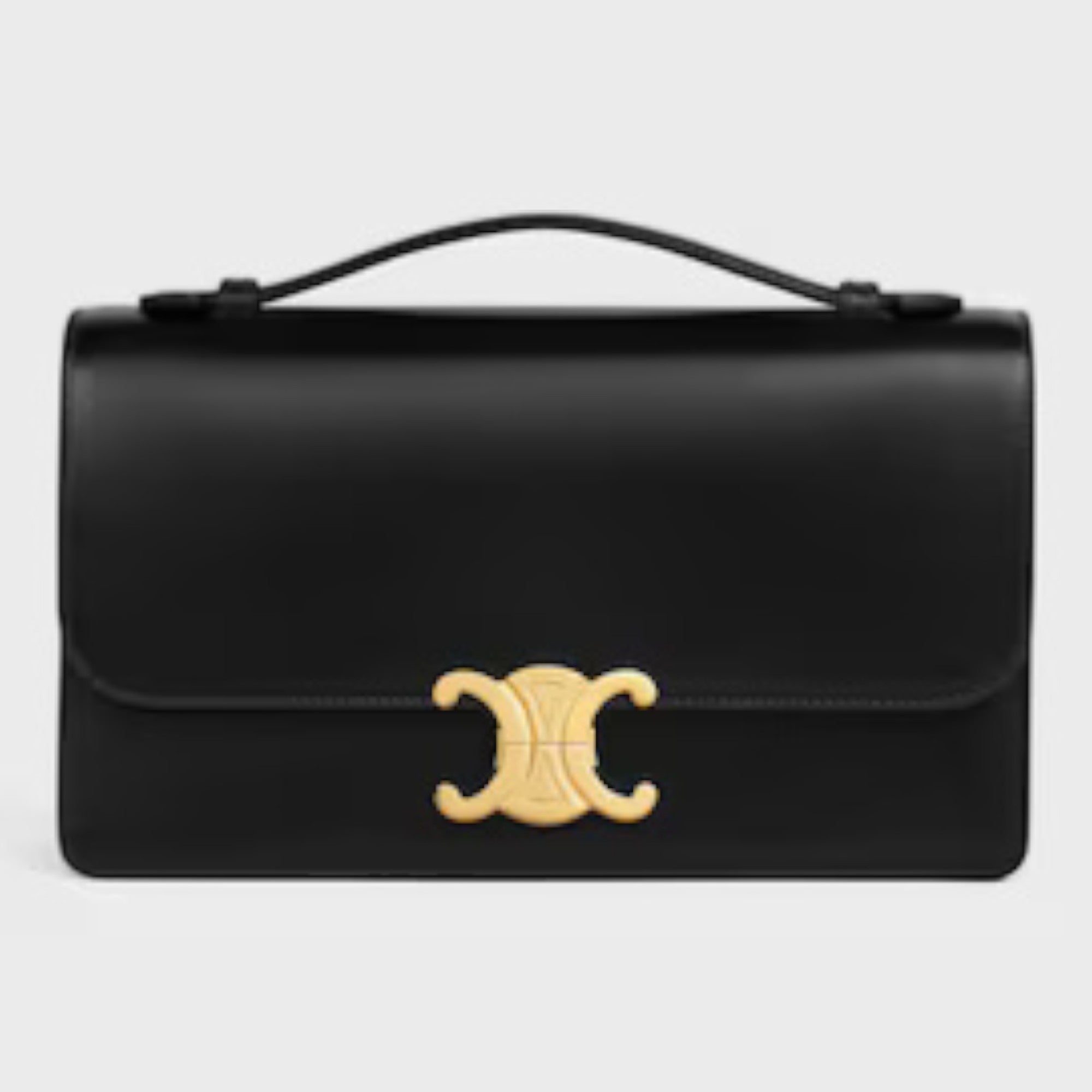 Medium Triomphe Folio Shiny Calfskin Black