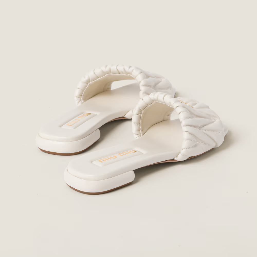 Matelassé Nappa Leather Slides White