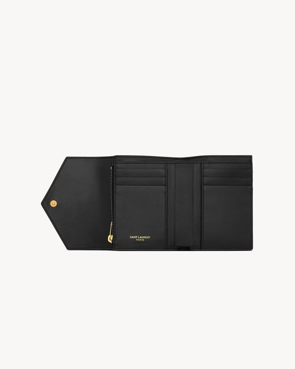 Saint Laurent Cassandre Matelassé Compact Tri-Fold Wallet in Quilted Lambskin