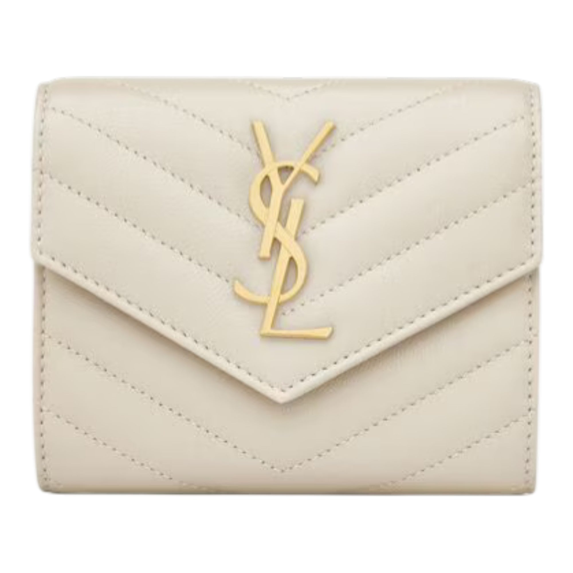 Saint Laurent Cassandre Matelassé Compact Tri-Fold Wallet in Quilted Lambskin