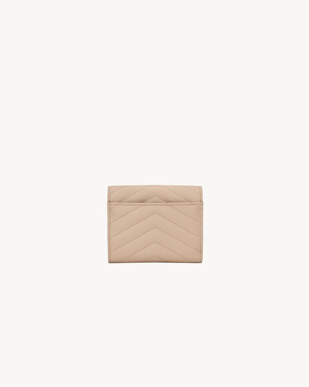 Saint Laurent Cassandre Matelassé Compact Tri-Fold Wallet in Grain de Poudre Leather