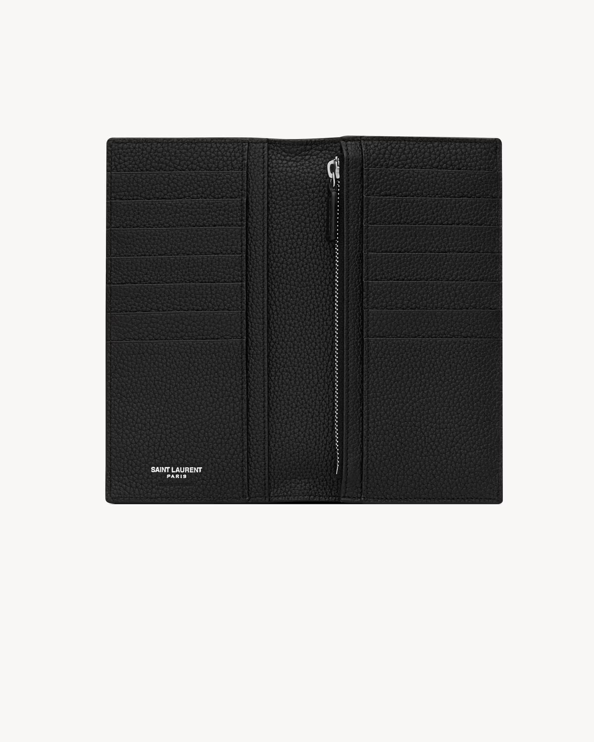 Saint Laurent Cassandre Shadow Continental Wallet in Grained Leather Black