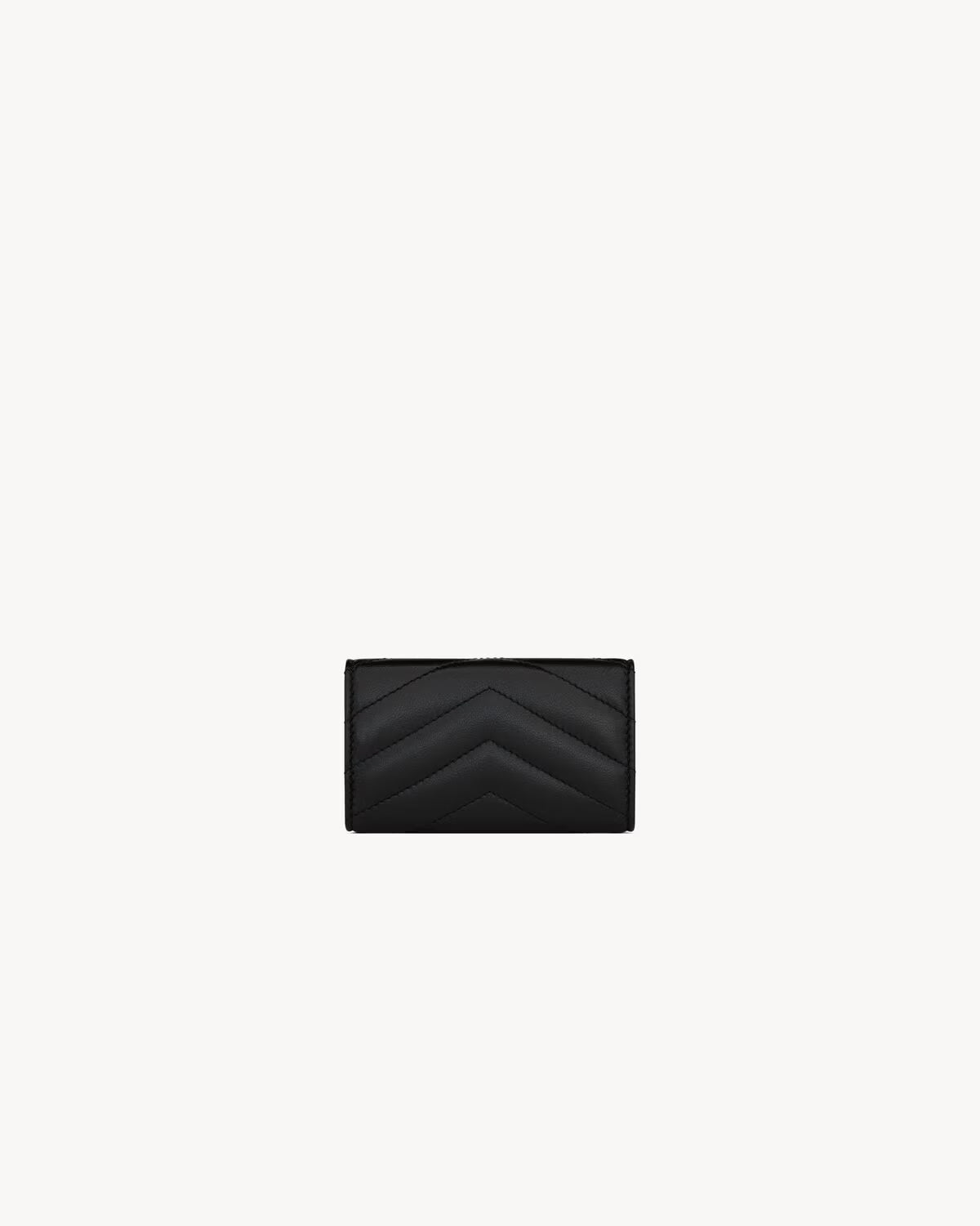 Saint Laurent Cassandre Matelassé Slim Key Case Quilted Lambskin Black