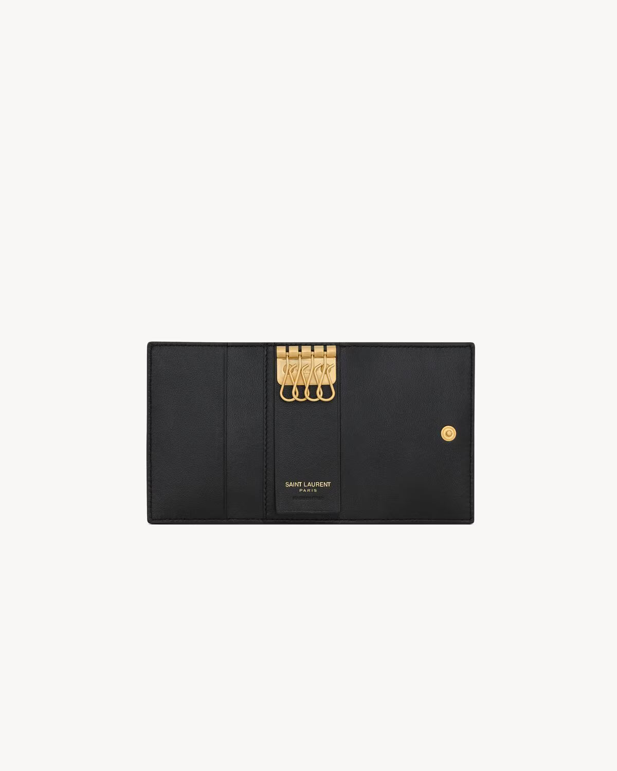 Saint Laurent Cassandre Matelassé Slim Key Case Quilted Lambskin Black