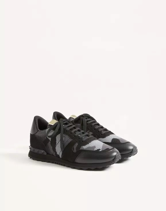 Valentino Mesh Fabric Camouflage Rockrunner Sneaker Anthracite/Black
