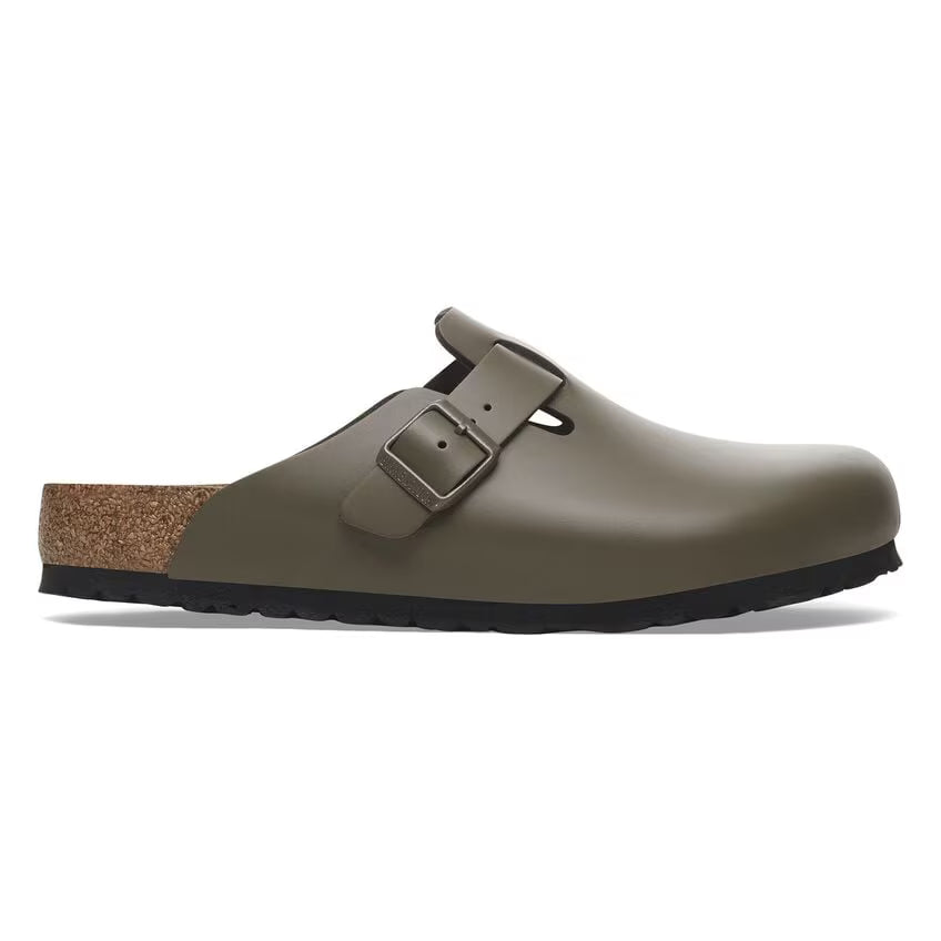 Birkenstock Boston Soft Footbed in Concrete Gray Natural Leather