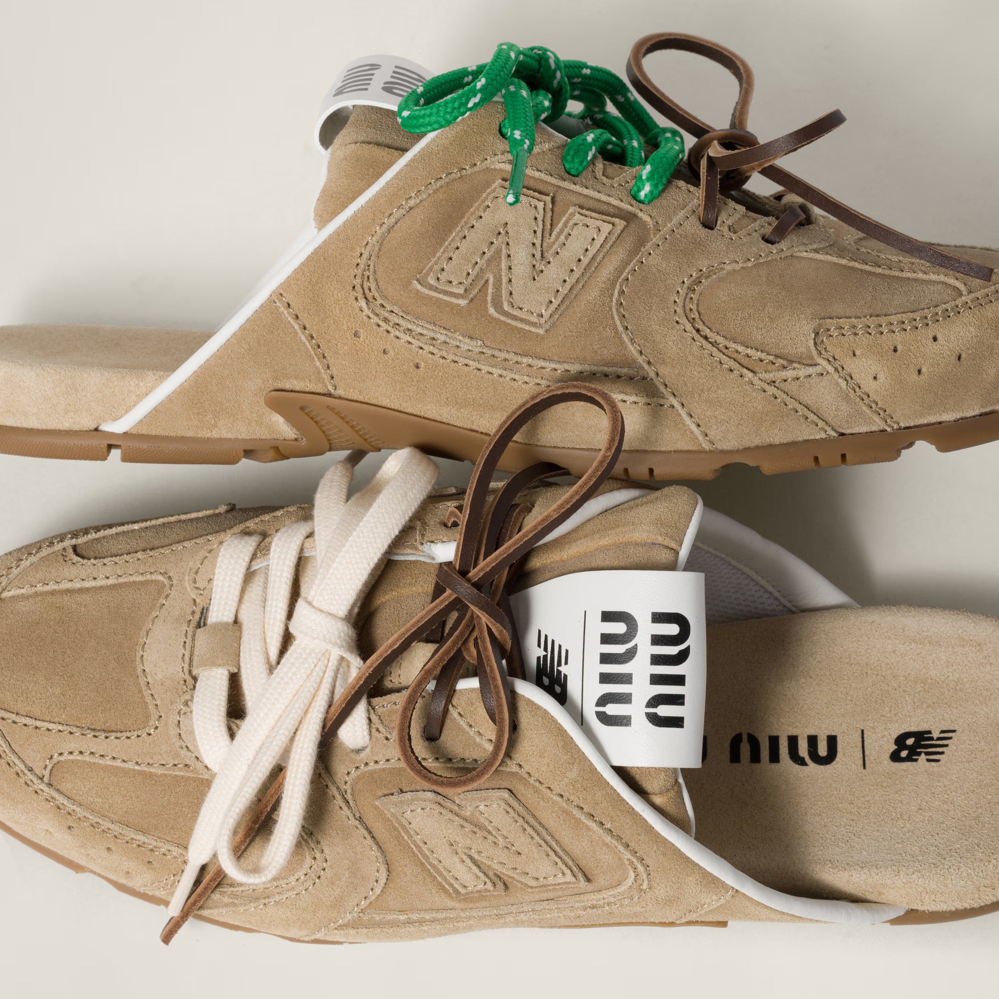 530 SL Faded Suede Mules Ecru