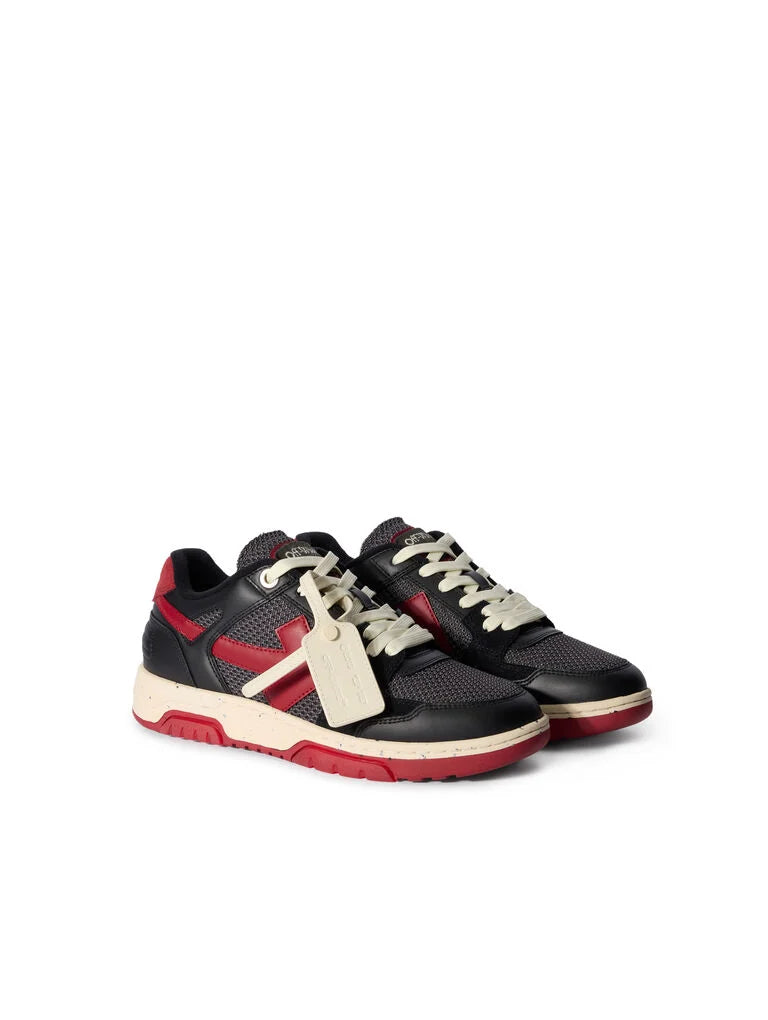 Off-White Slim Out Of Office Sneakers in Grey Mélange and Coral Red