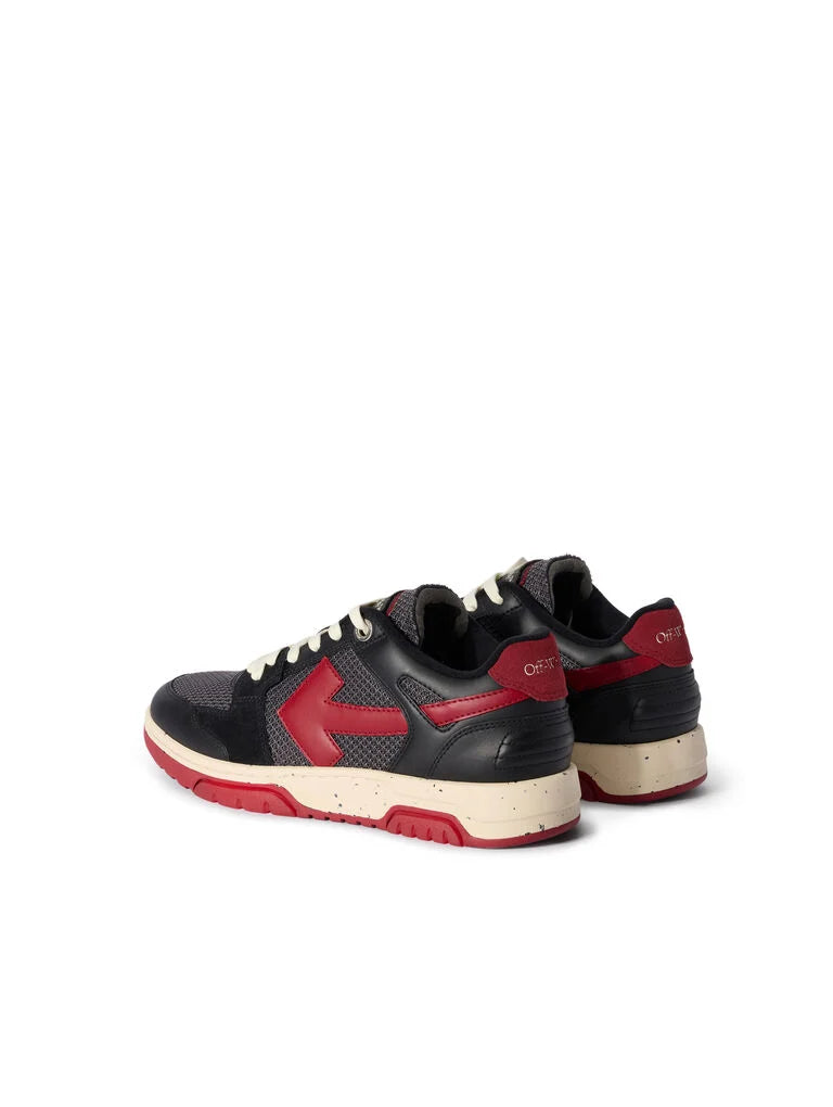Off-White Slim Out Of Office Sneakers in Grey Mélange and Coral Red