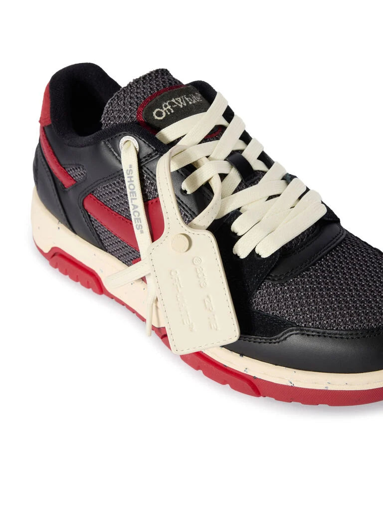 Off-White Slim Out Of Office Sneakers in Grey Mélange and Coral Red